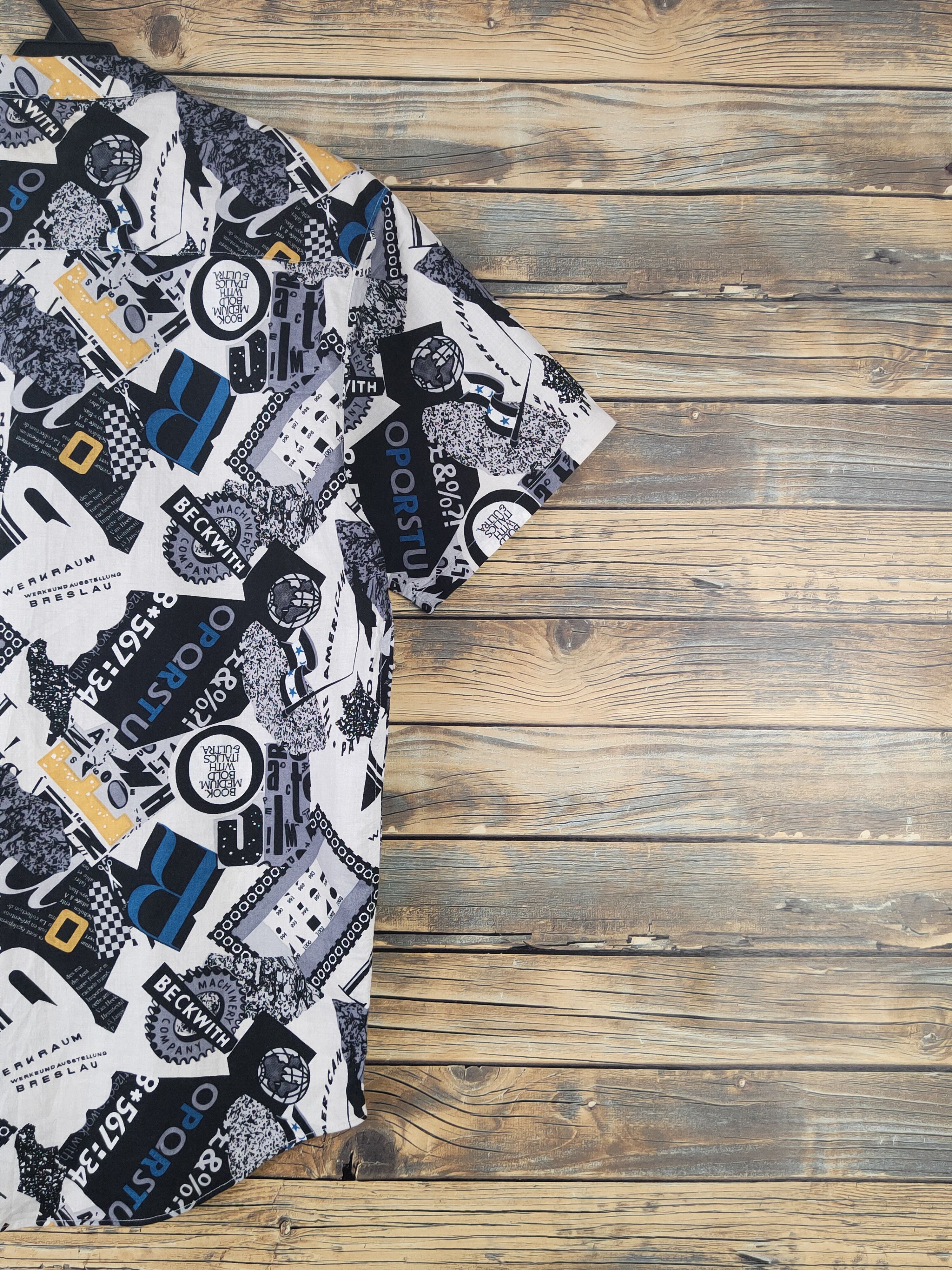 Vintage DL Rally Boy Black White Short Sleeve Button Up Shirts #1676 Size US S / EU 44-46 / 1 - 9 Thumbnail