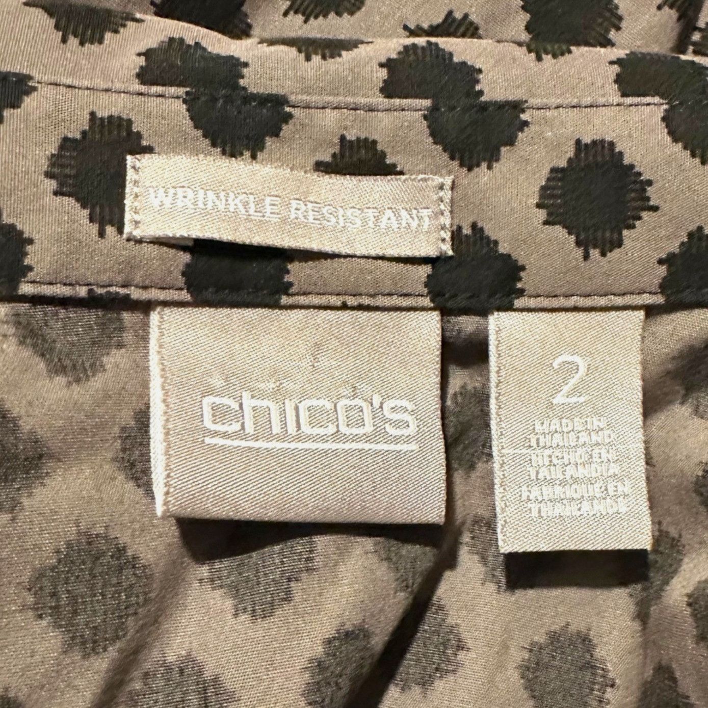 Chicos Chico's Ladies Taupe Black Wrinkle Resistant Cotton Fitted B Size XS / US 0-2 / IT 36-38 - 7 Thumbnail