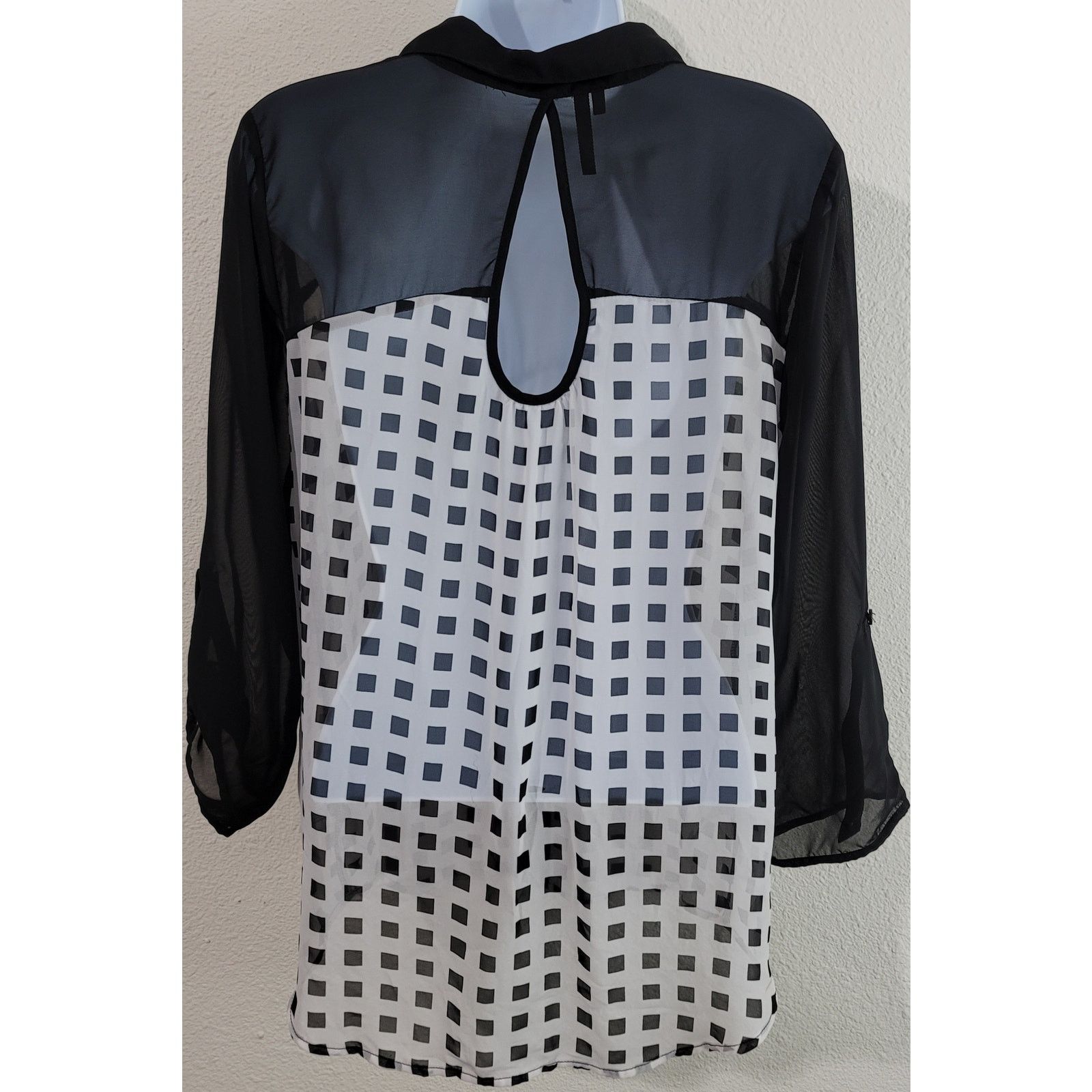 Other Maurices Black White Checker Sheer Button Up Top Medium Size M / US 6-8 / IT 42-44 - 3 Thumbnail