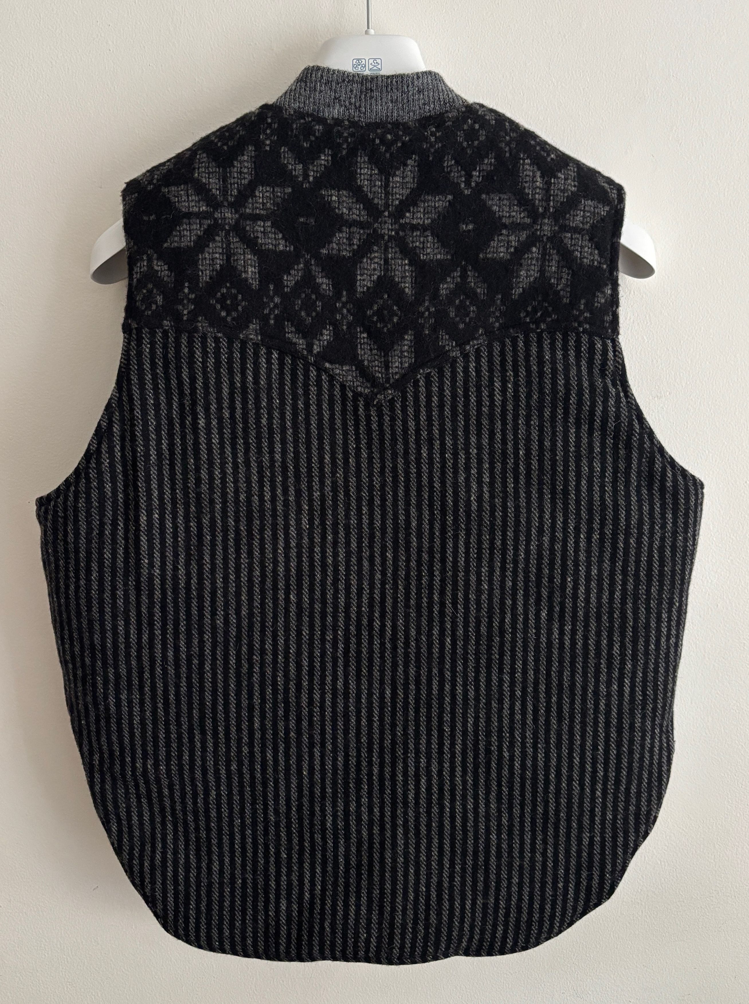 Monitaly $435 Black Grey Patchwork Wool Nylon Quilted Vest - 42 / L Size US L / EU 52-54 / 3 - 10 Thumbnail