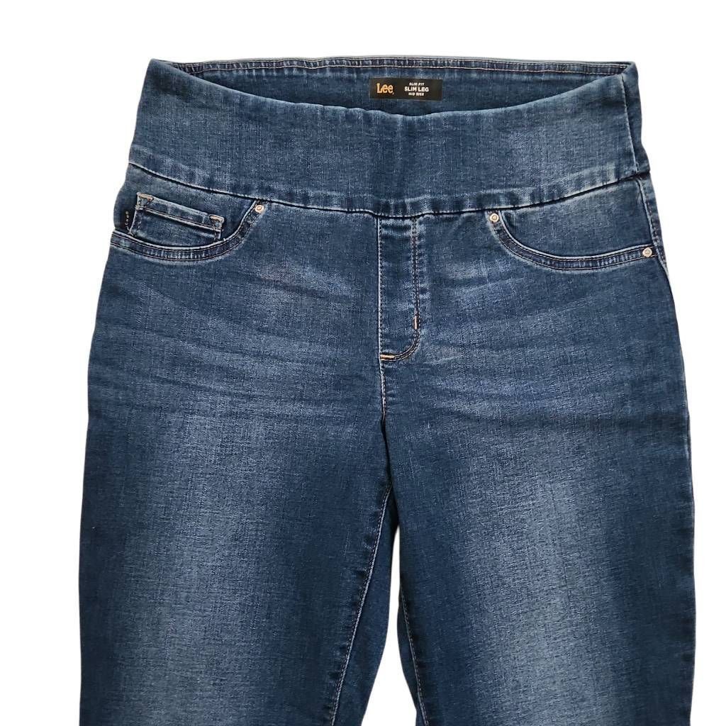 Lee Lee Women's Size 10 Medium Blue Slim Fit Slim Leg Mid Rise Sculpting Jeans Size 32" / US 10 / IT 46 - 5 Thumbnail