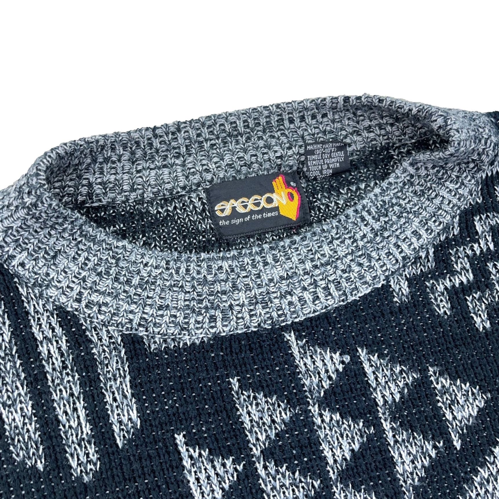 Vintage VINTAGE Sasson Sweater Men Large Gray Black Geometric Crewneck 80s 90s Golf Pullover Size US L / EU 52-54 / 3 - 4 Thumbnail