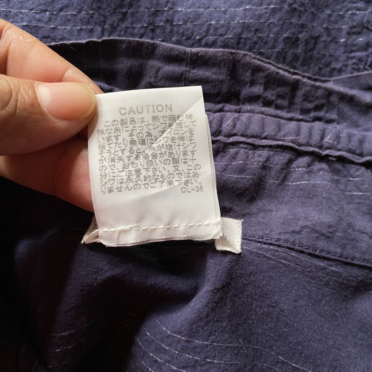 Issey Miyake Plantation Navy Textured Stand Collar Shirt Size M / US 6-8 / IT 42-44 - 17 Thumbnail