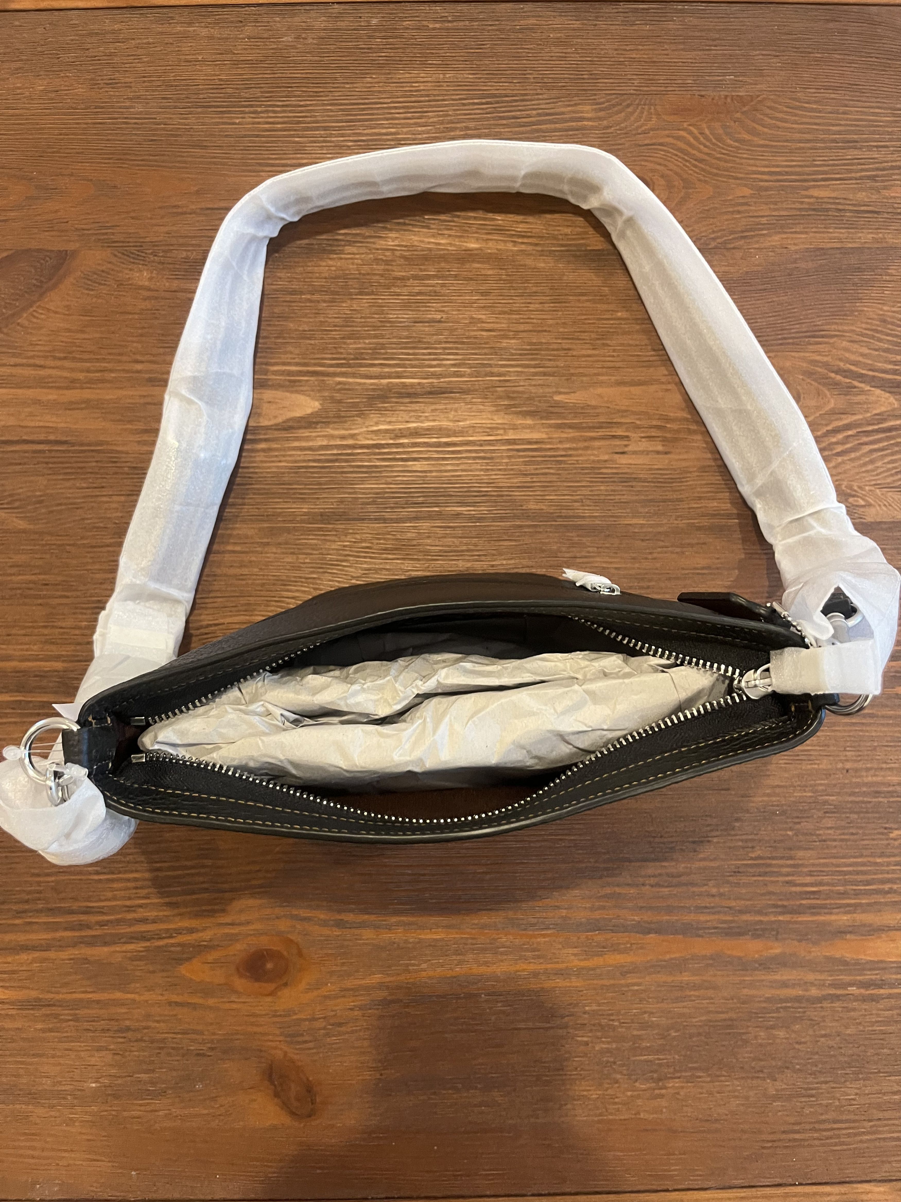 Coach Coach Poppy Metallic Sateen Glam Tote Black Silver Size ONE SIZE - 6 Thumbnail