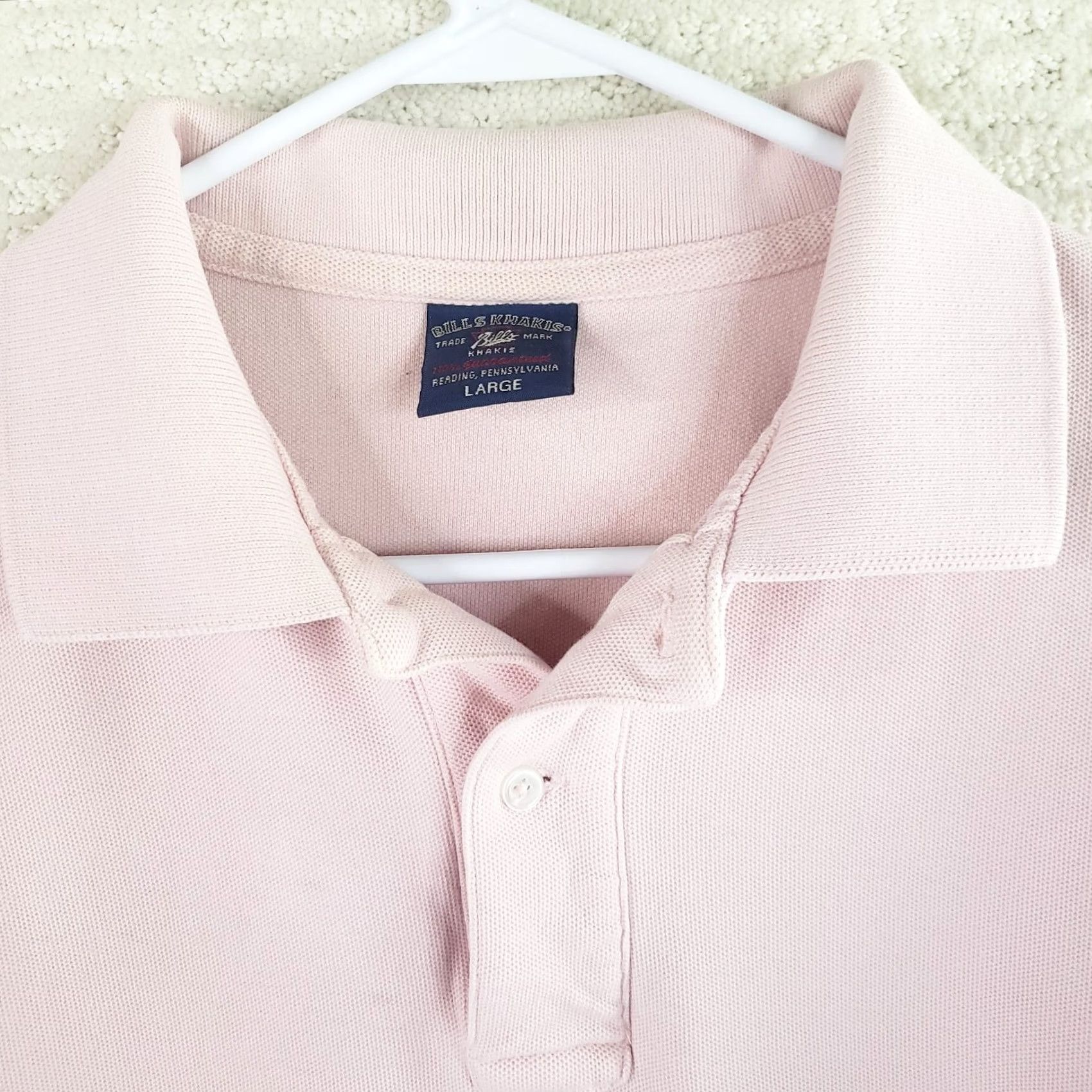 Bills Khakis Bill's Khakis Polo Shirt Mens Size L Pink Cotton Supima Pique Relaxed Fit Short Sleeve Button-Up Rugby Style Size US L / EU 52-54 / 3 - 4 Thumbnail