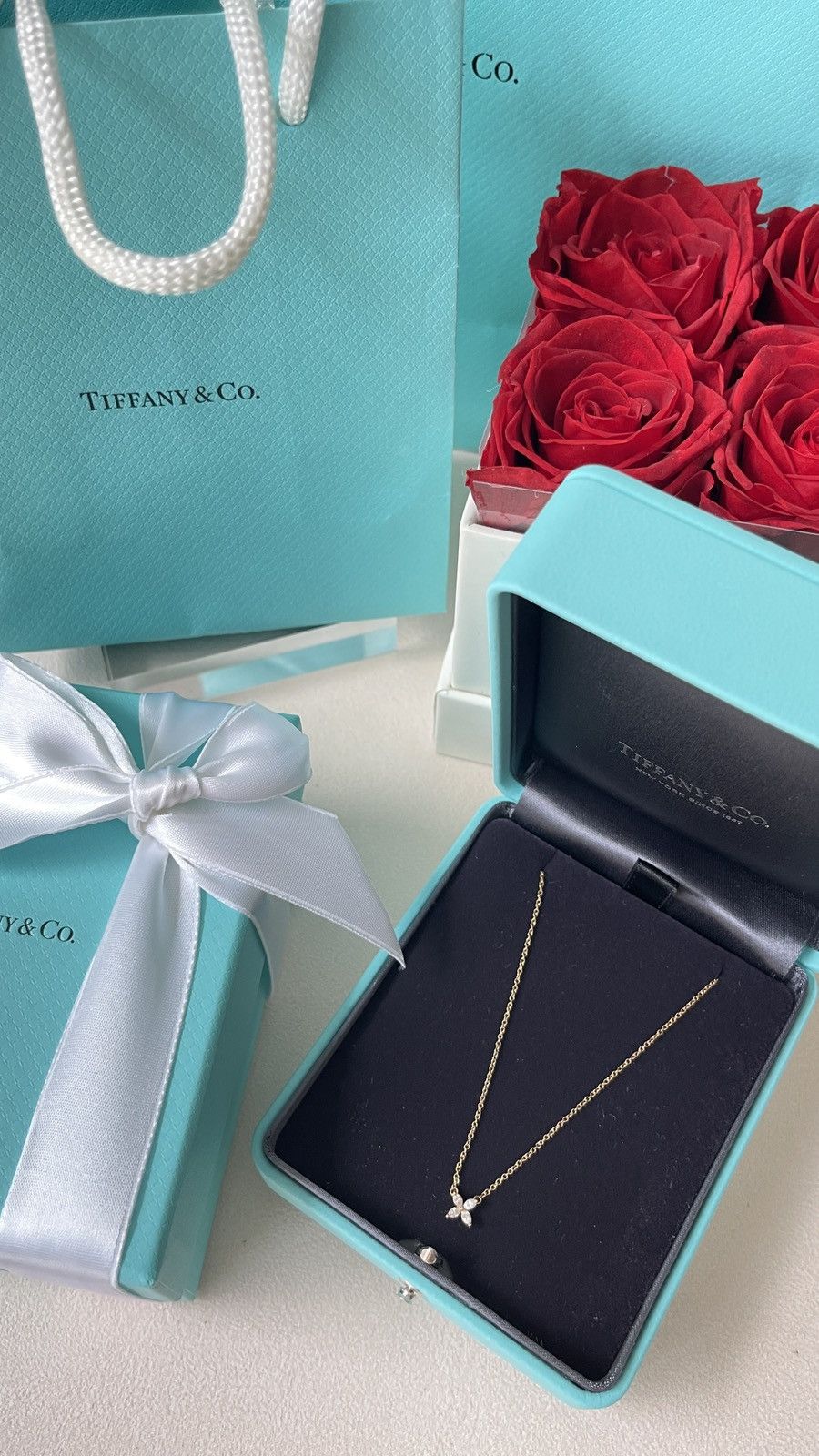 Tiffany & Co. TIFFANY & CO. VICTORIA DIAMOND PENDANT RG MINI 18K 16" $2800 Size ONE SIZE - 8 Thumbnail
