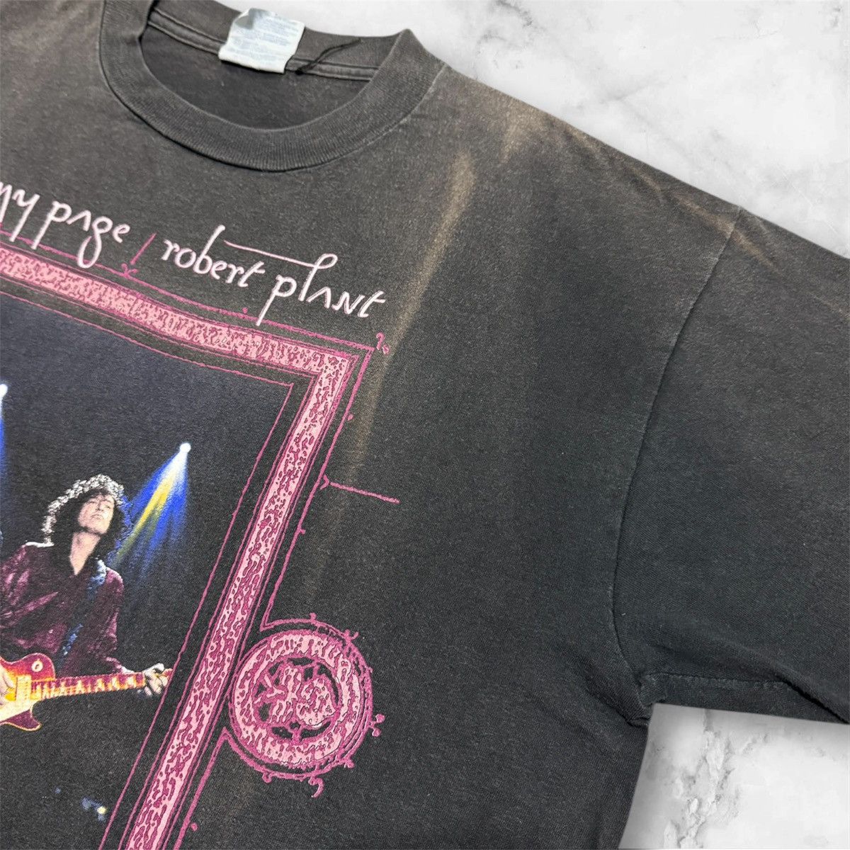 Band Tees Vintage 90s Jimmy page/Robert plant World Tour Fadeless Tees Size US L / EU 52-54 / 3 - 6 Thumbnail