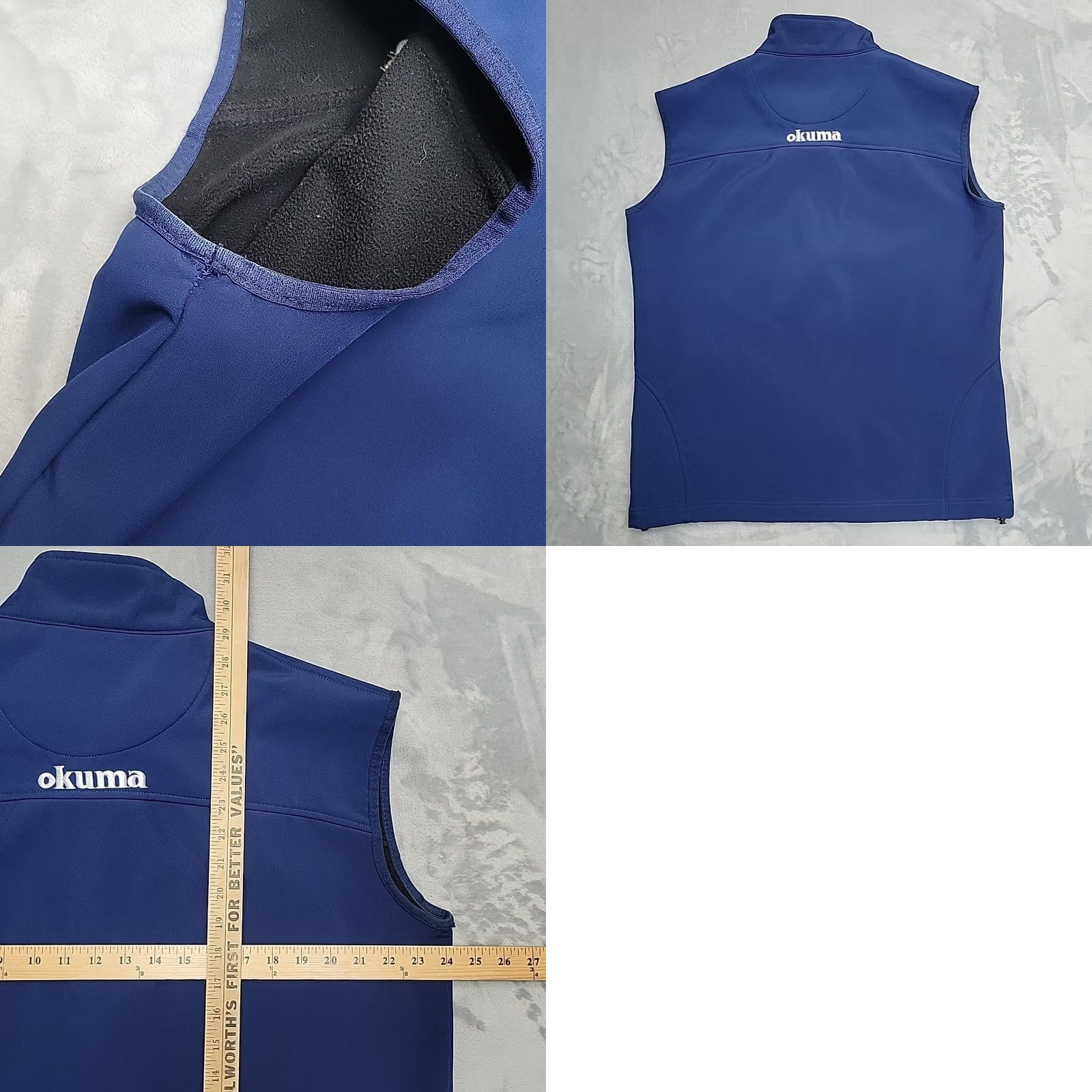 Vintage Okuma High Performance Vest Mens XL Blue Fleece lined Full Zip Softshell Fishing Size US XL / EU 56 / 4 - 8 Thumbnail