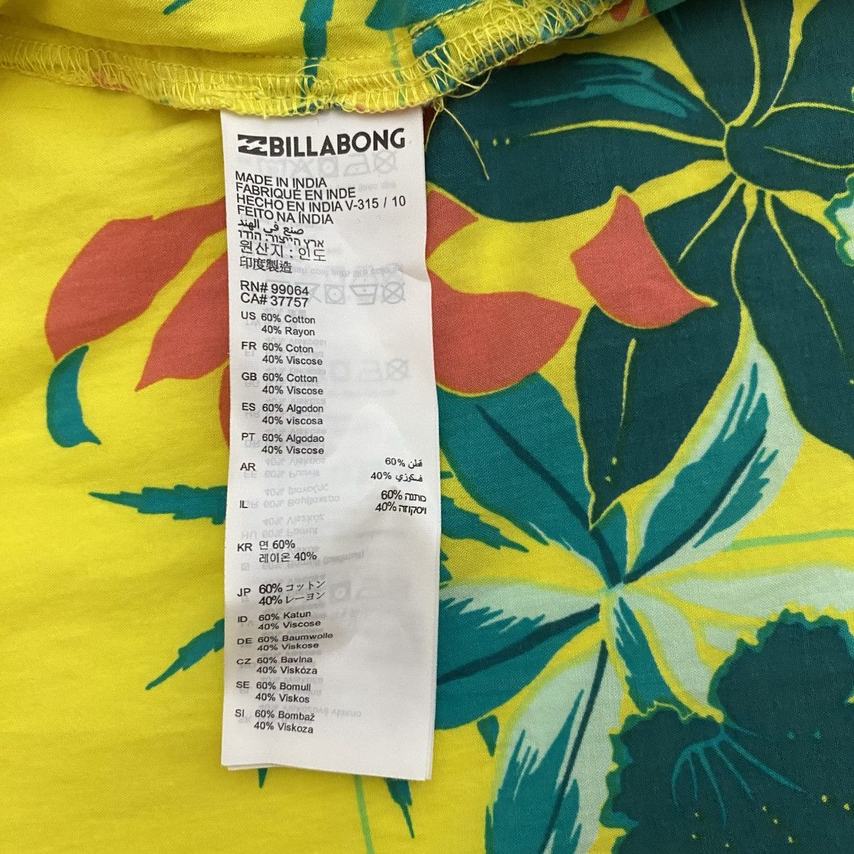 Billabong Billabong Hawaiian Shirt Mens Large Yellow Button Up Floral Size US L / EU 52-54 / 3 - 13 Thumbnail