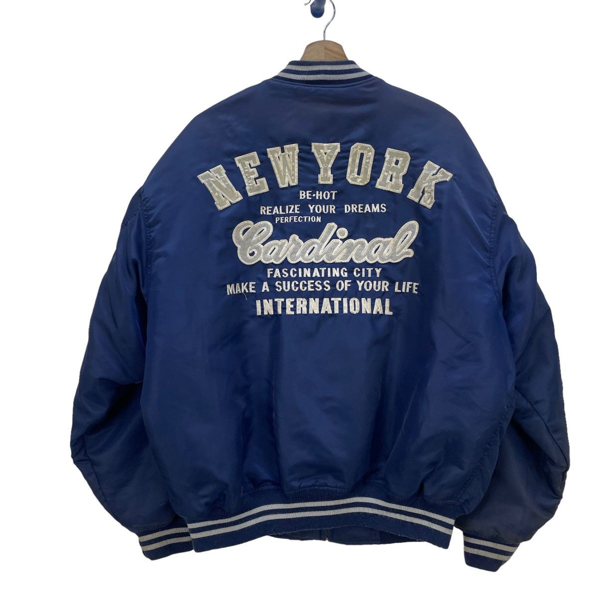 Vintage 💥Vintage Bomber Ma 1 Spellout New York Embroidered Logo Size US L / EU 52-54 / 3 - 3 Thumbnail