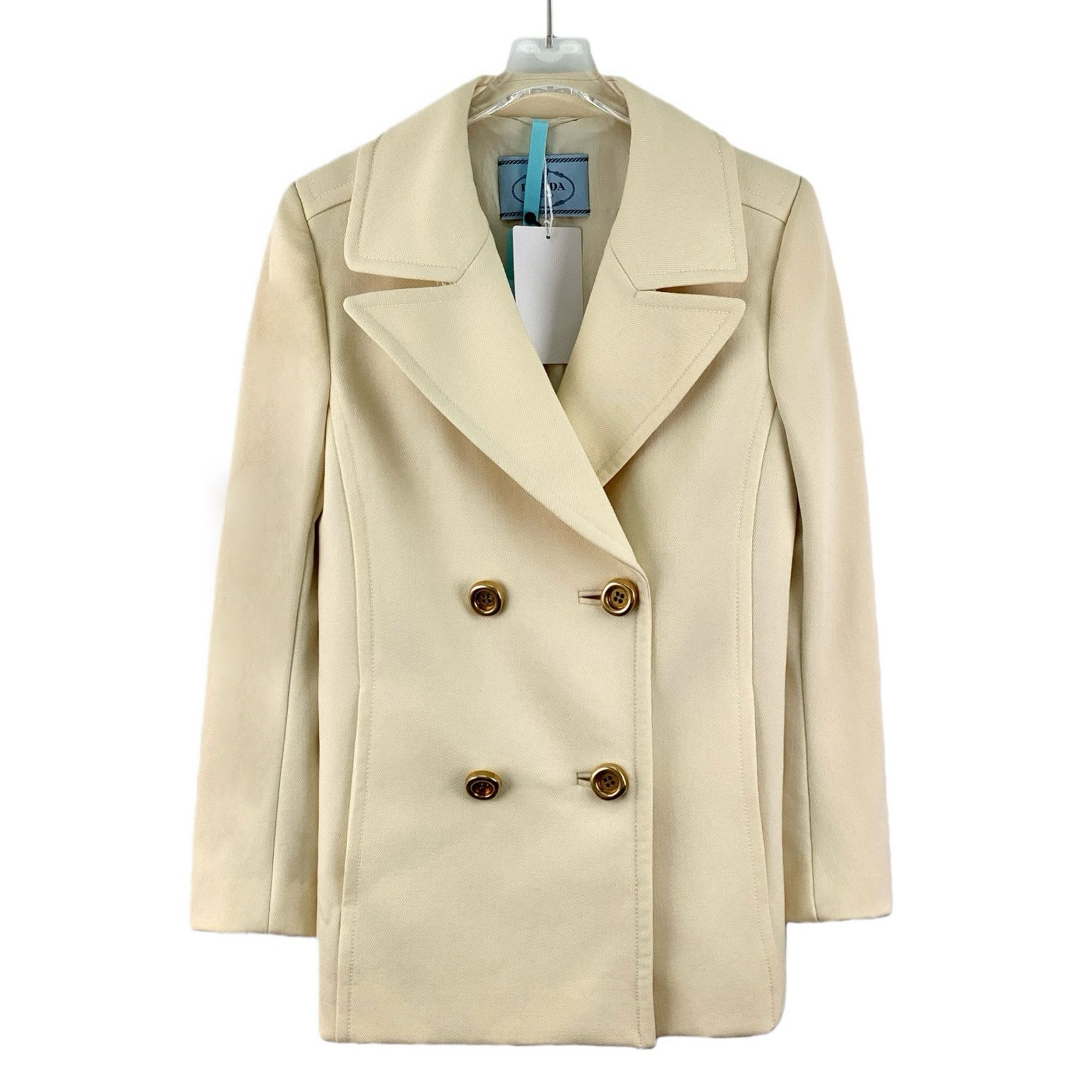 Prada Prada Wool Double-Breasted Coat (40) Size US XXS / EU 40 - 1 Thumbnail