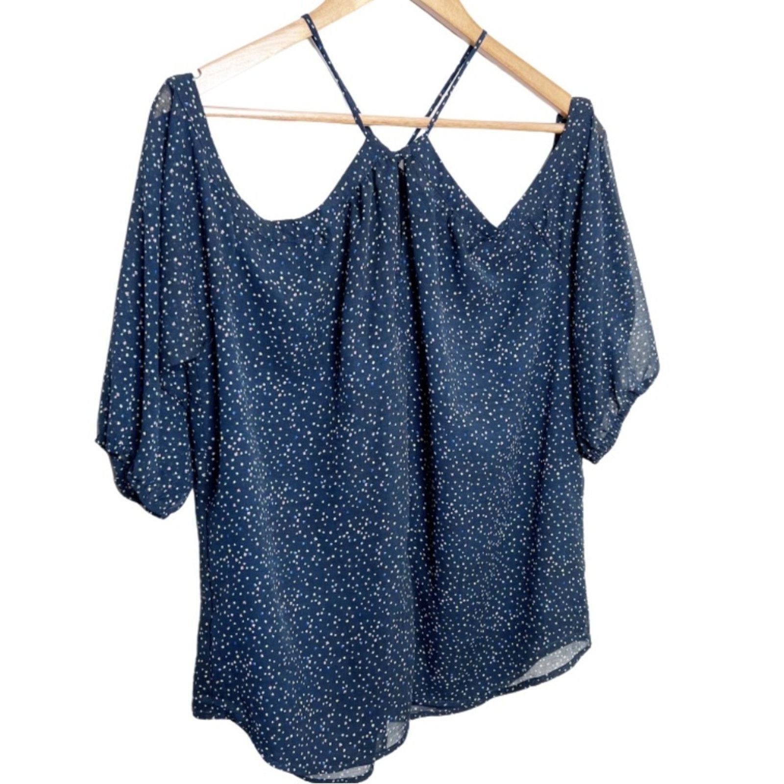 Other New with Tags Papermoon Women's Lidia Polka Dot Navy Blouse Size M / US 6-8 / IT 42-44 - 9 Thumbnail