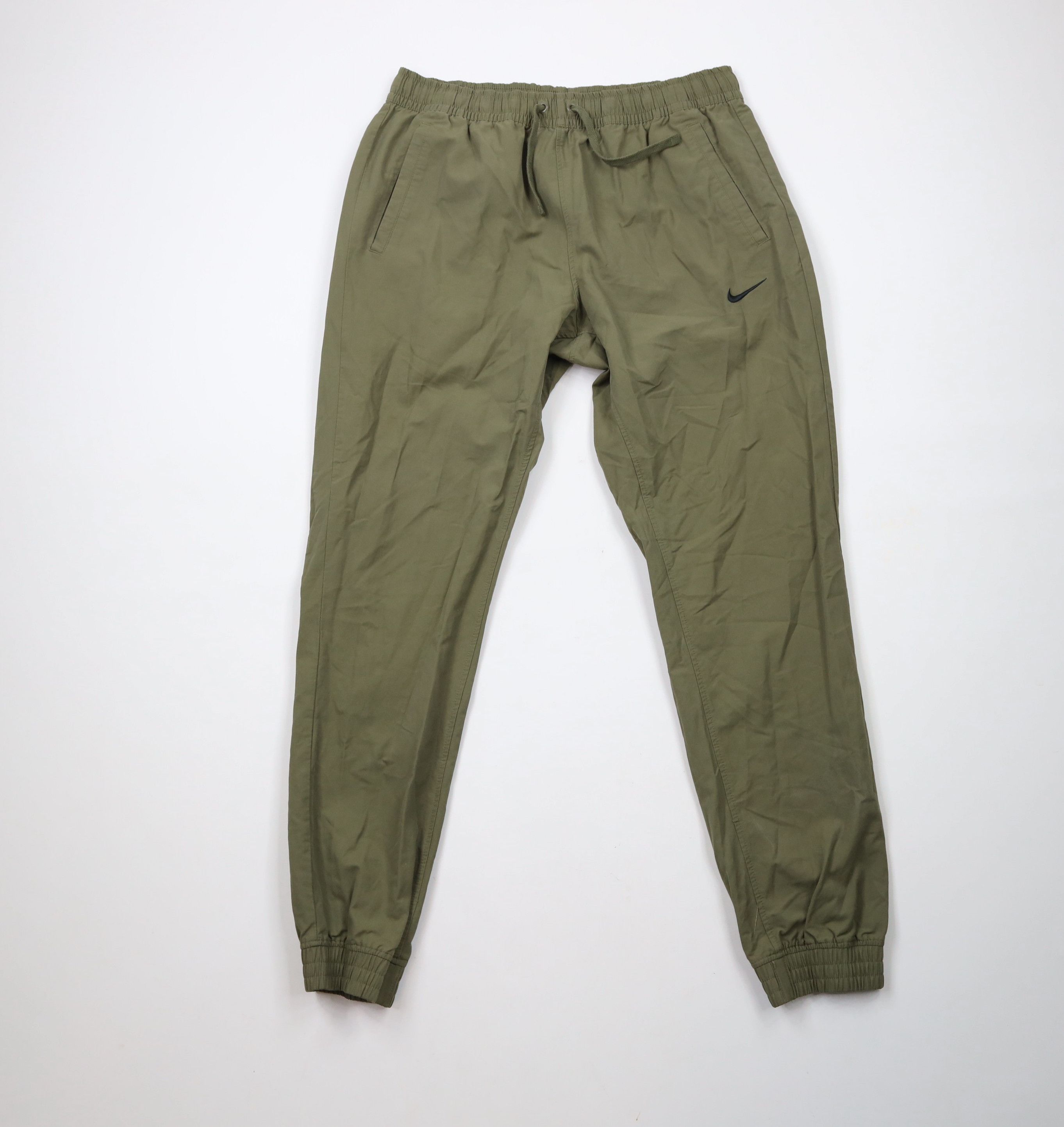 Nike × Vintage Vintage Nike Mini Swoosh Cuffed Joggers Pants Olive Green Size US 36 / EU 52 - 1 Thumbnail
