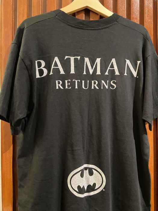 Vintage Batman Returns 1992 mega Print Faded Black T-Shirt | Grailed