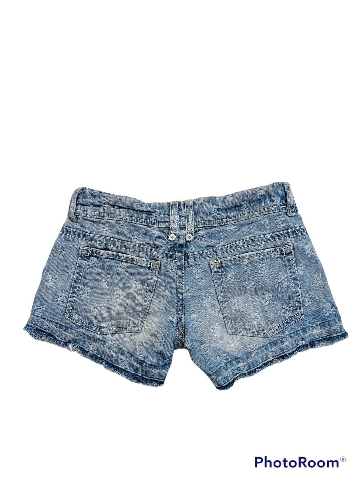Japanese Brand Vintage Y2K skull denim shorts ☠️ 💀 Size 26" / US 2 / IT 38 - 2 Thumbnail