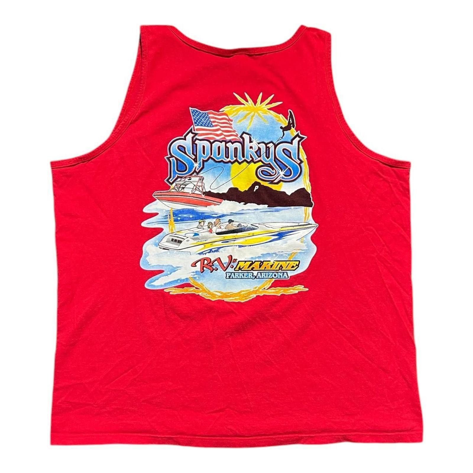 Anvil Vintage 90s Spankys RV Marine Parker Arizona Red Tank Top Size US XXL / EU 58 / 5 - 1 Thumbnail
