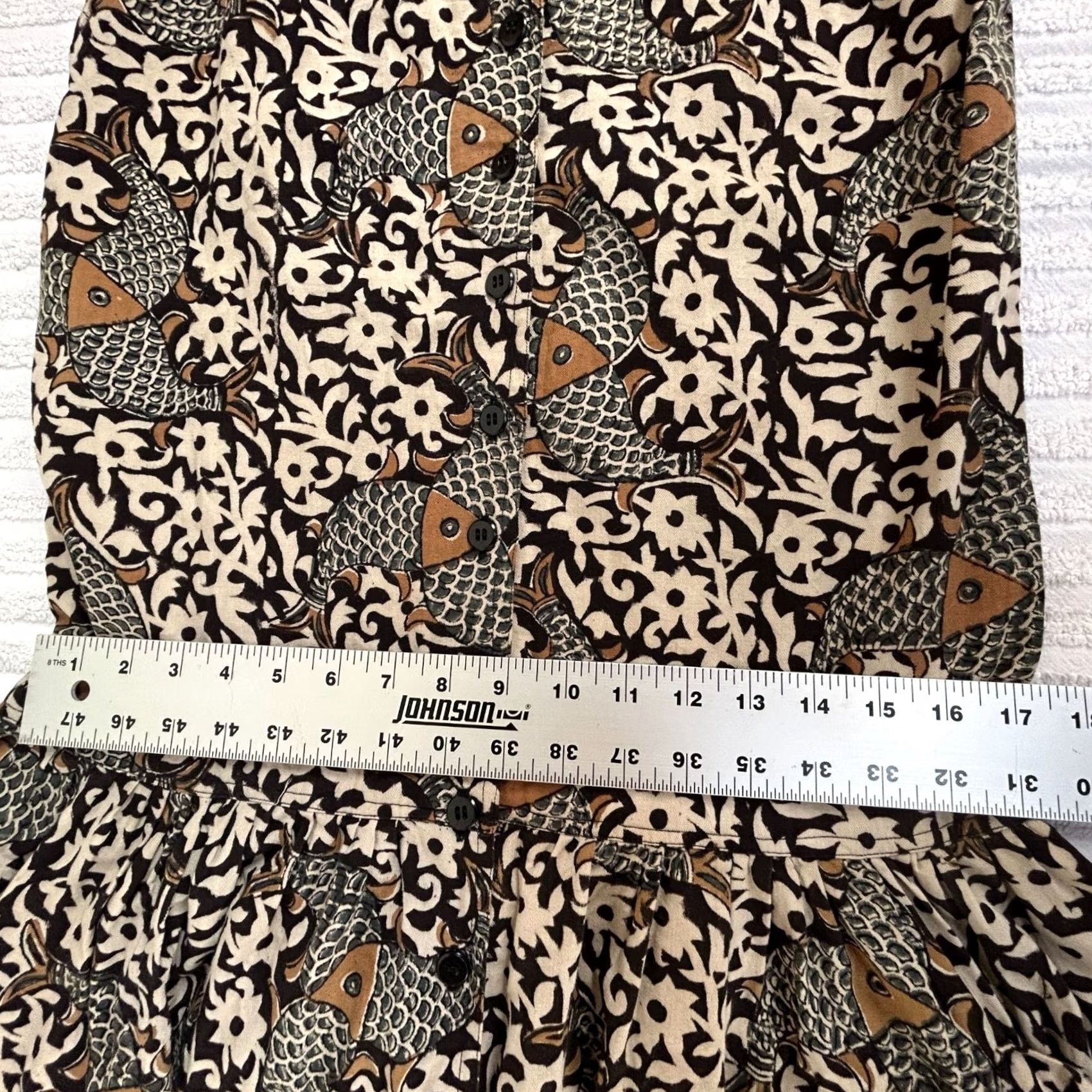 Vintage VINTAGE Organically Made Sleeveless Floral & Fish Print Midi Dress M/L Brown Women Dress Size M / US 6-8 / IT 42-44 - 7 Thumbnail