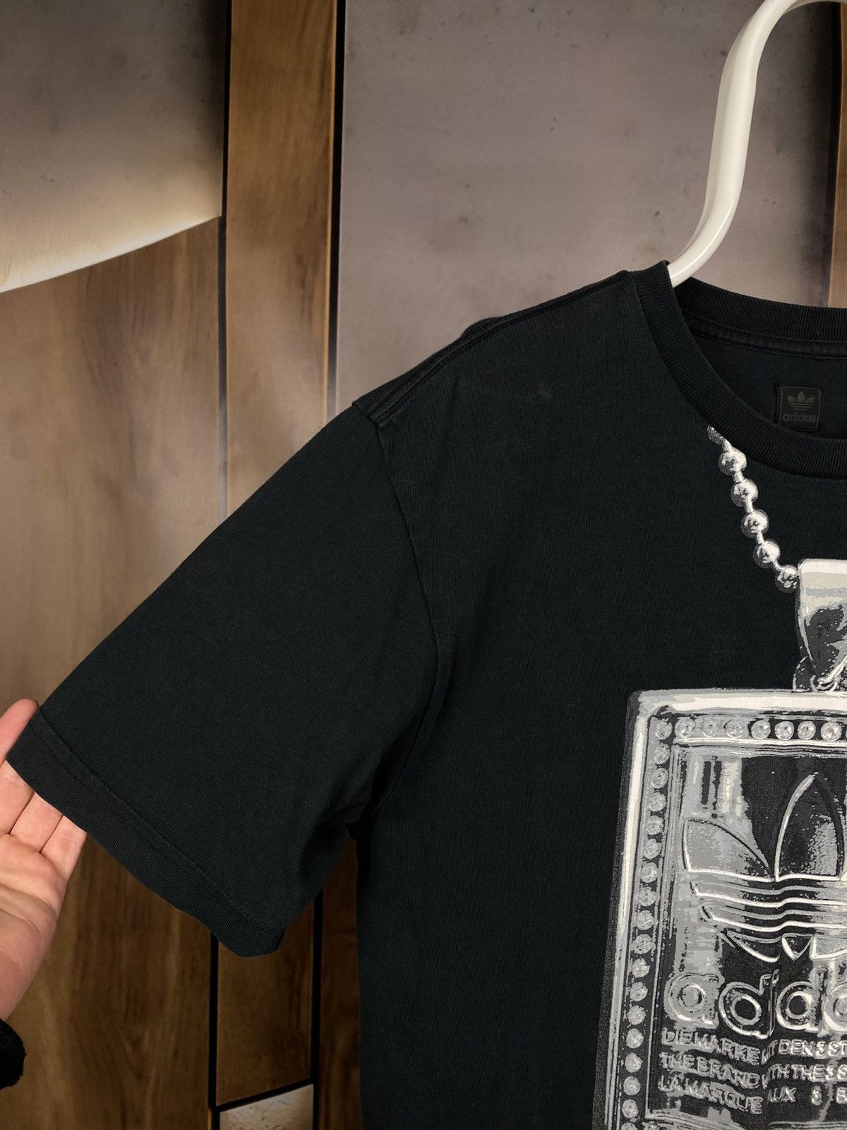 Adidas 🎙️Vintage T-Shirt Adidas Rap Silver Chain Big Logo Tee🎙️ Size US M / EU 48-50 / 2 - 3 Thumbnail