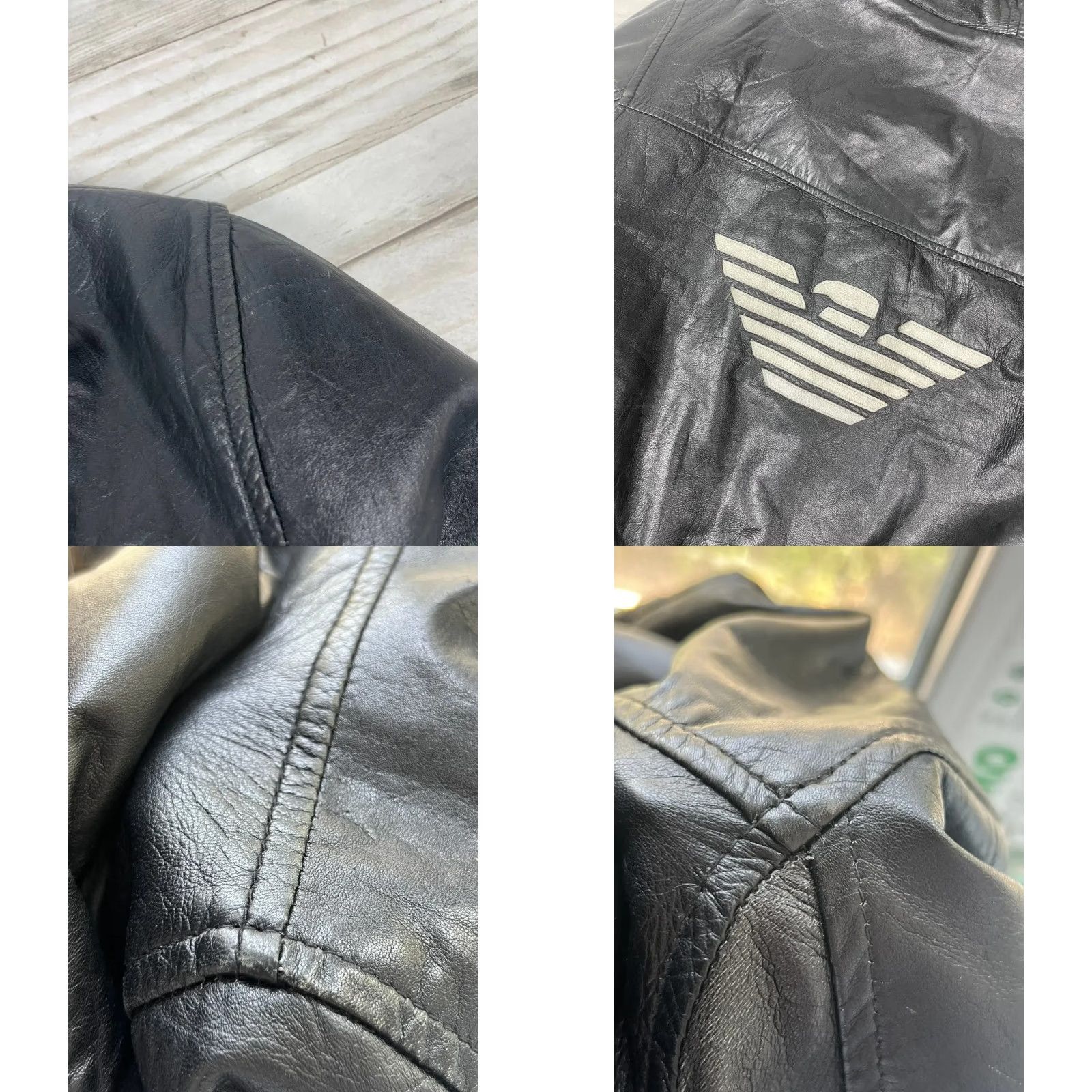 Emporio Armani VINTAGE Emporio Armani Leather Jacket Big Logo Men M Black Size US M / EU 48-50 / 2 - 9 Thumbnail