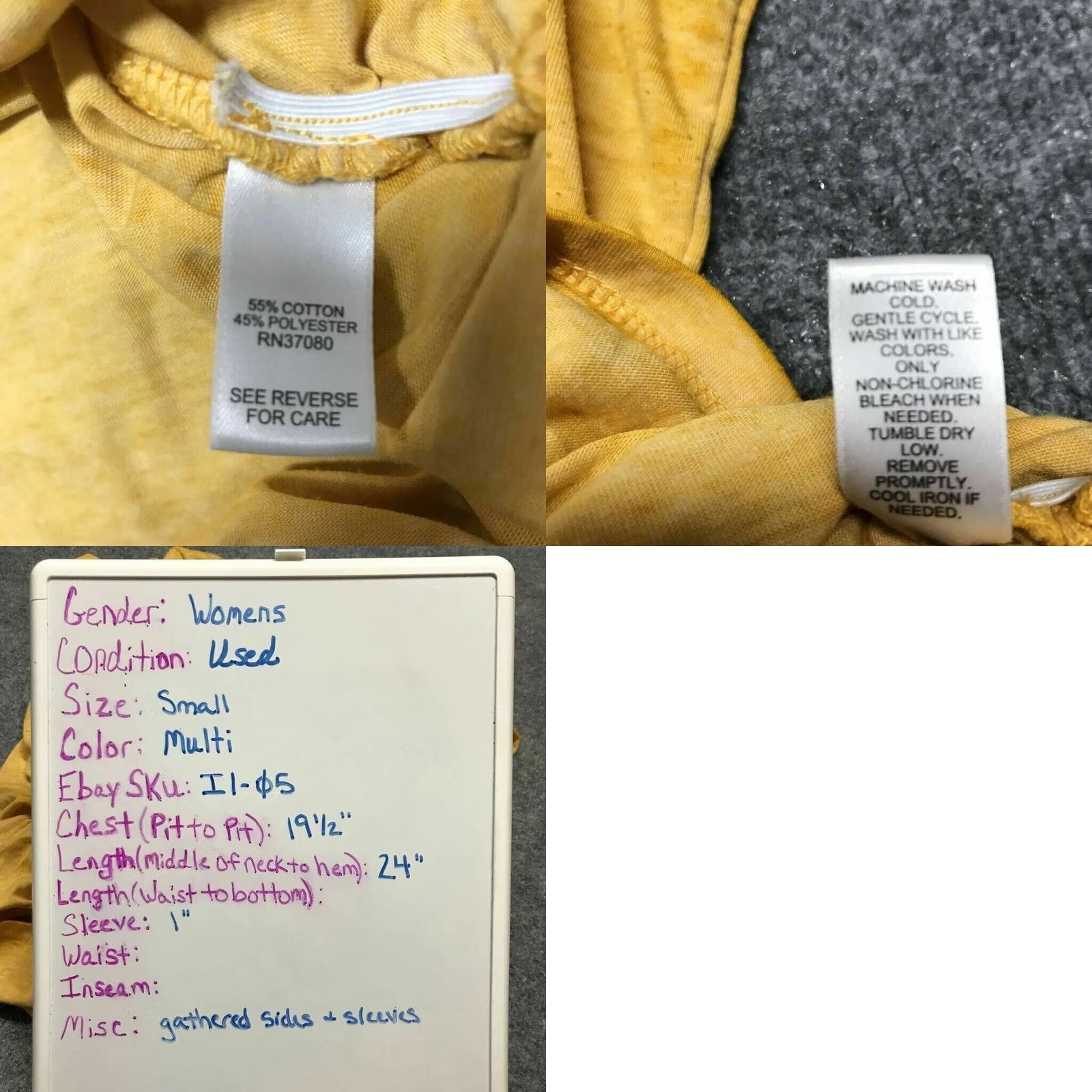 Vintage VINTAGE C Est. 1946 T-Shirt Womens S Yellow Enjoy The Journey Graphic Crew Neck Ruched Size S / US 4 / IT 40 - 8 Thumbnail