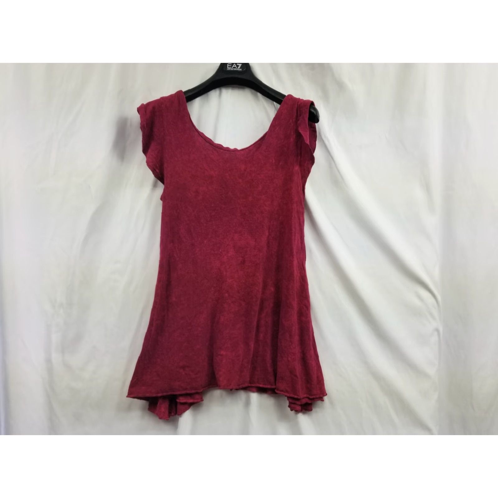 Vintage Kimchi Blue Tank Top Burgundy Ruffle Short Sleeve Size Medium Made In USA Crop Top Blouse Sleeveless Cropped Size M / US 6-8 / IT 42-44 - 2 Thumbnail