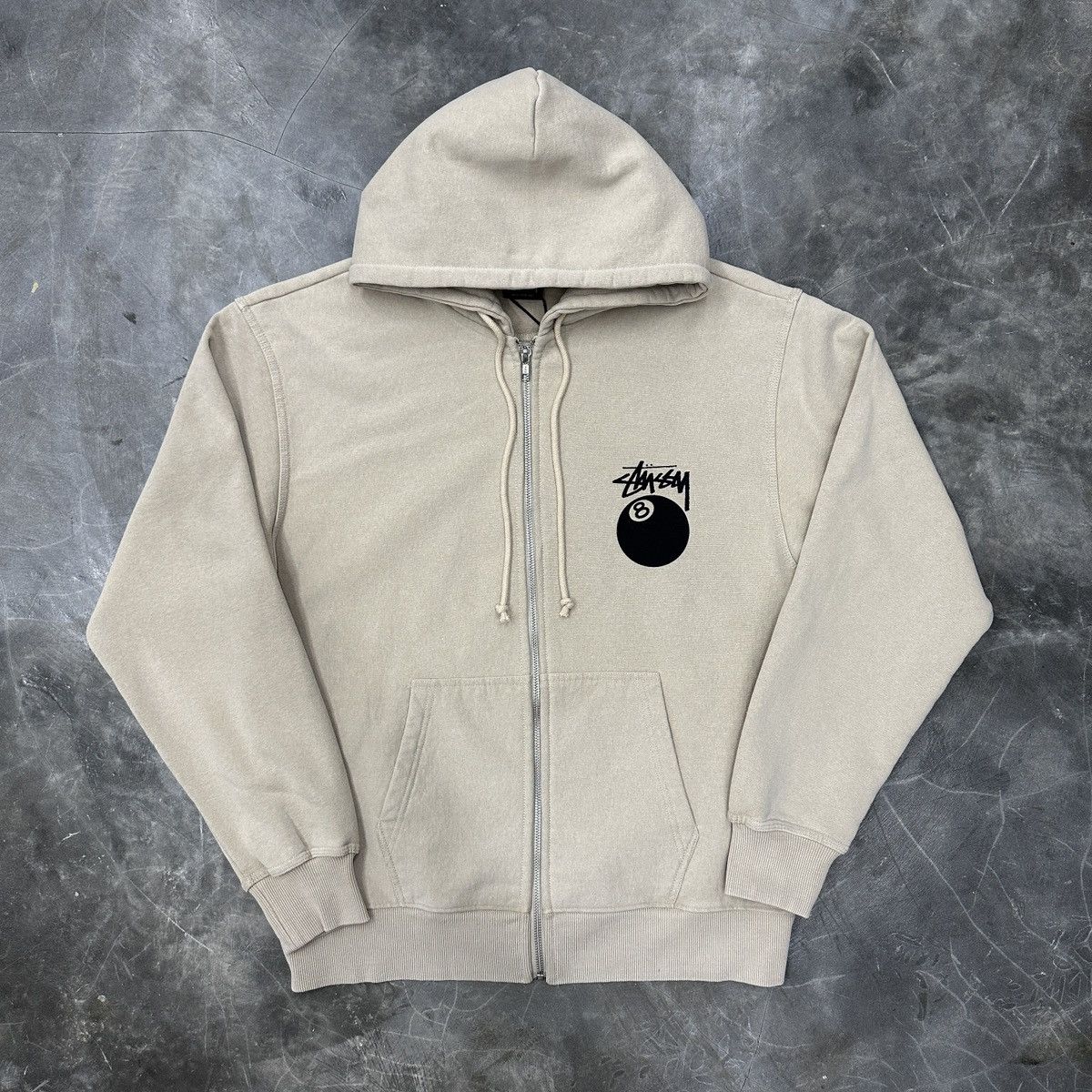 Streetwear × Stussy STUSSY 8 BALL PIG.DYED ZIP HOOD-KHAKI | Grailed