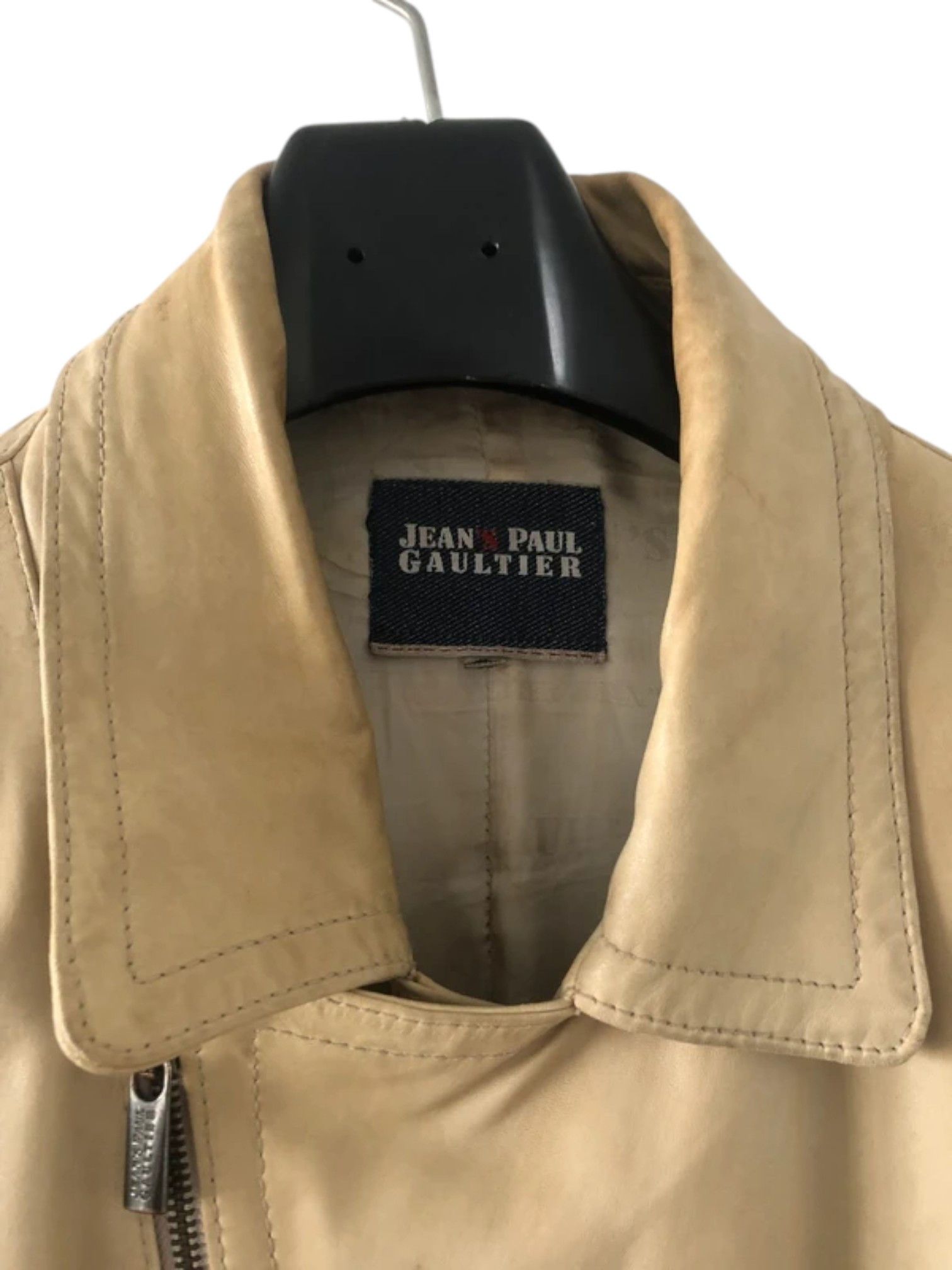 Jean Paul Gaultier Jean’s Paul Gaultier Beige Zip Leather Jacket, 1990s Size US L / EU 52-54 / 3 - 4 Thumbnail