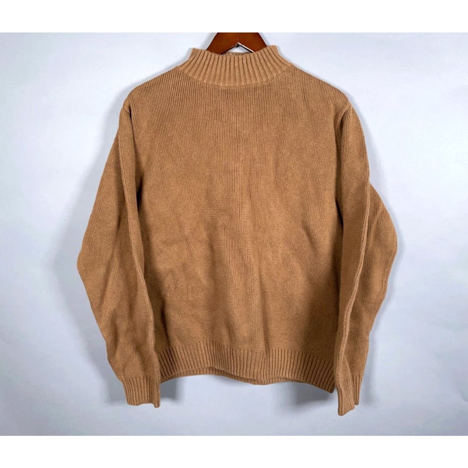 Paul James PAUL JAMES Heavyweight Cotton Mock Neck Sweater Adult XL Brown Chunky Knit Mens Size US XL / EU 56 / 4 - 2 Thumbnail