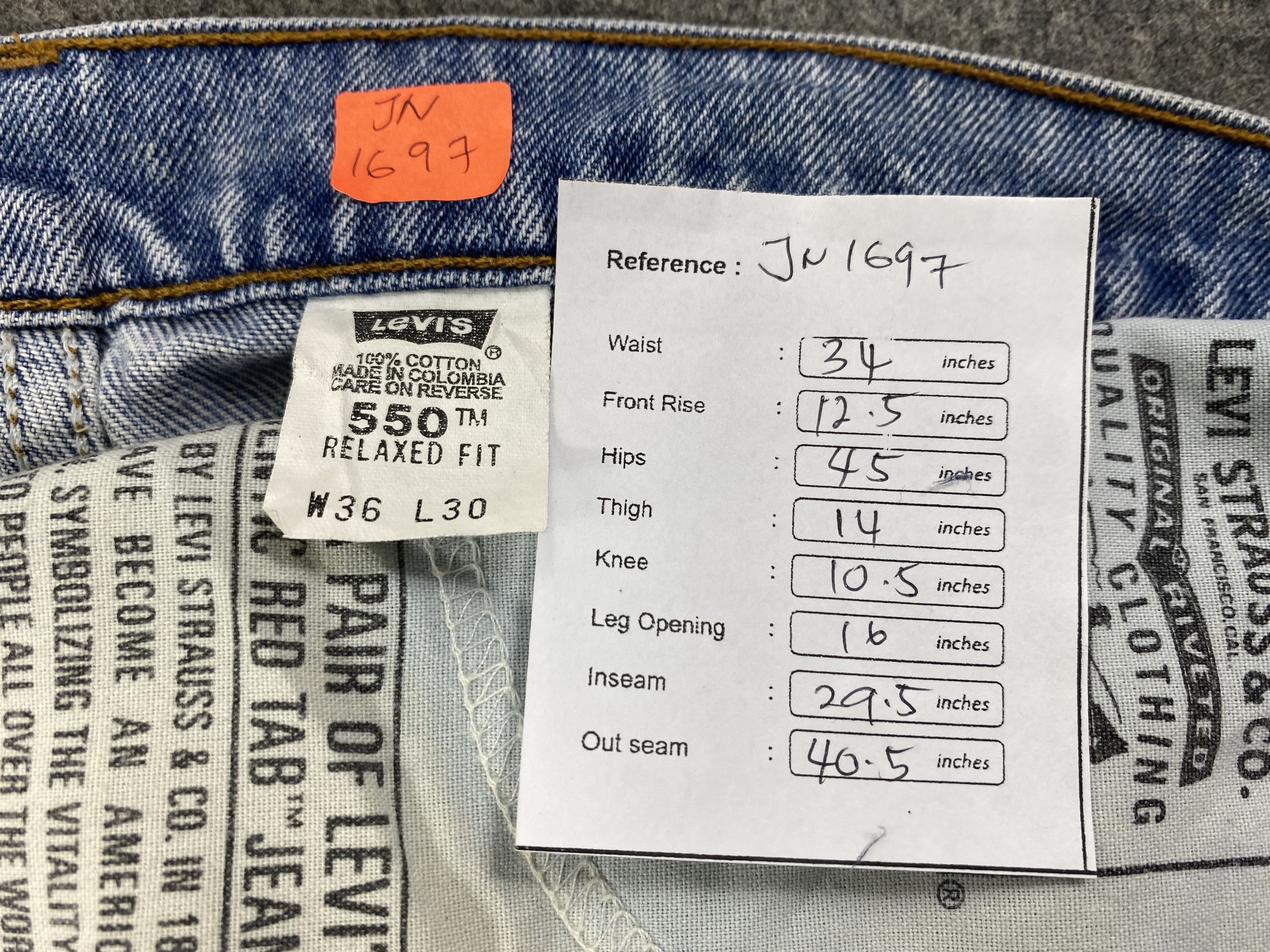 Levi's Light Blue Wash Vintage Levi's 550 34x29.5 Denim -JN1697 Size US 34 / EU 50 - 8 Thumbnail