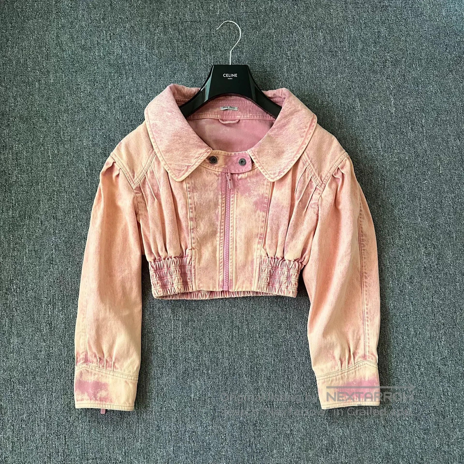 Miu Miu Miu Miu Pink Distressed Denim Cropped Jacket. Size S / US 4 / IT 40 - 1 Thumbnail