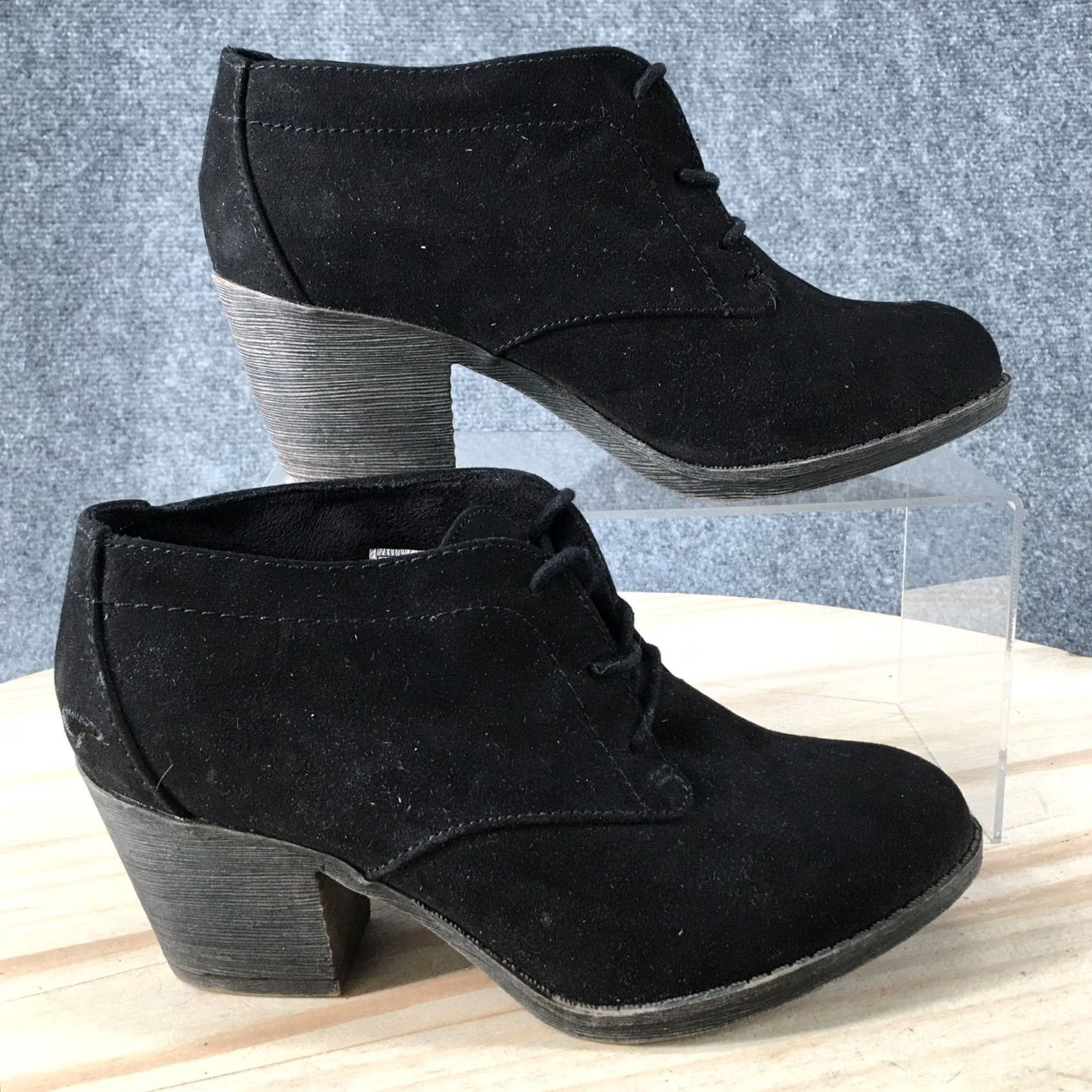 Vintage Rocket Dog Boots Womens 6 Sam Casual Lace Up Ankle Bootie Black Fabric Heels Size US 6 / IT 36 - 2 Thumbnail