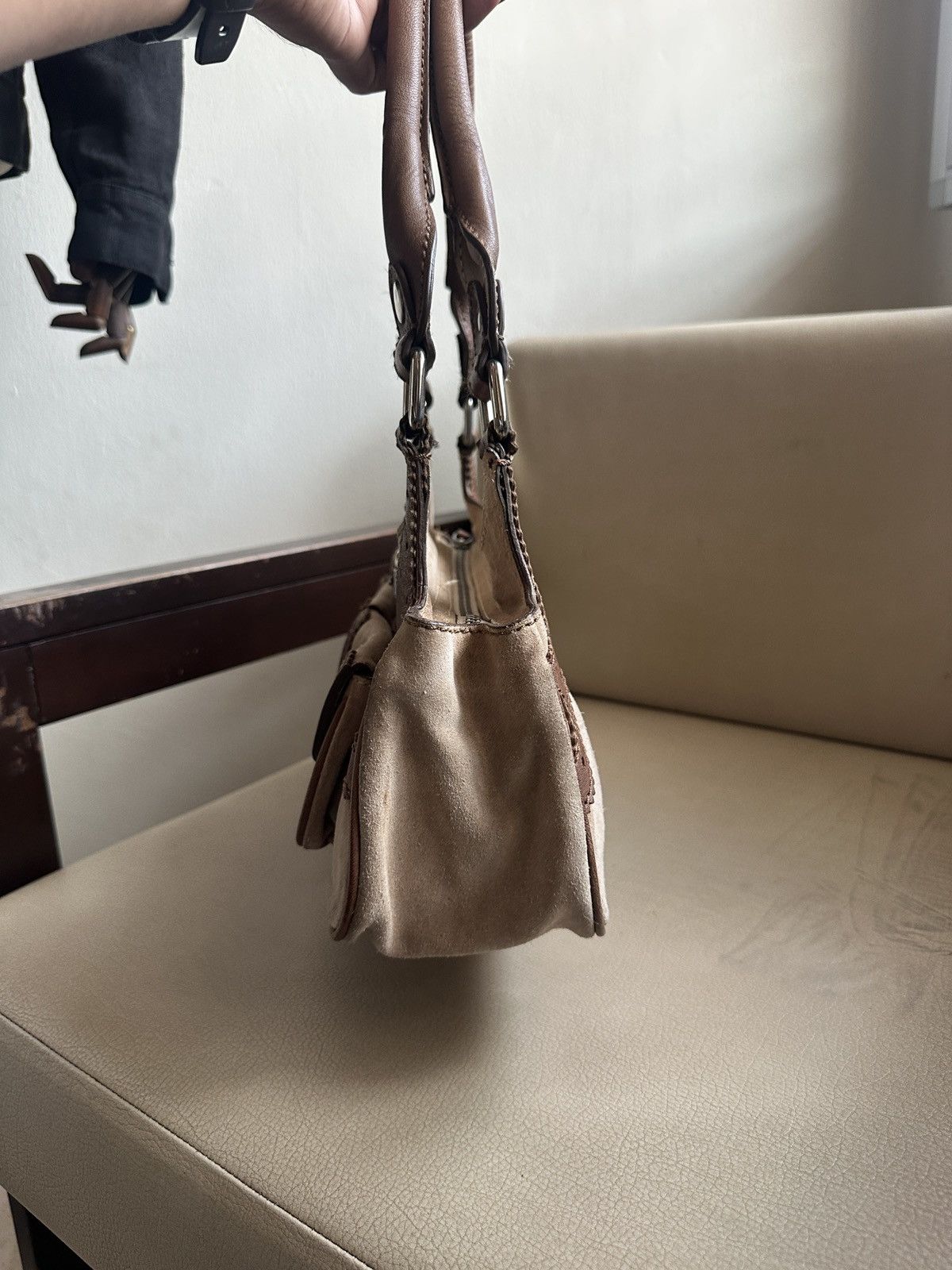 Max Mara 2000s MaxMara Boho Suede And Leather shoulder Bag Size ONE SIZE - 7 Thumbnail