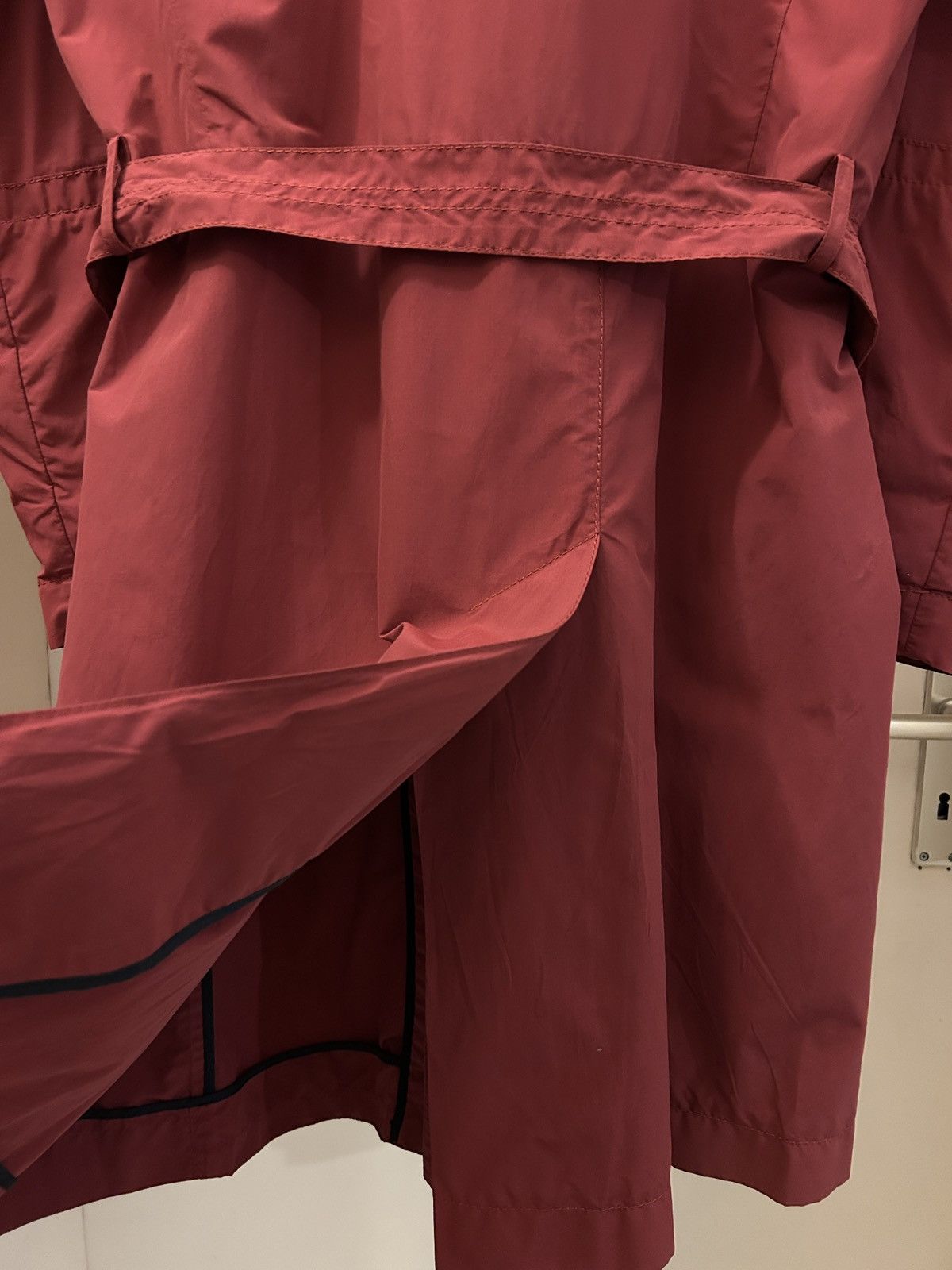 Dirk Bikkembergs S/S 1999 archive red nylon belted coat Size US M / EU 48-50 / 2 - 10 Thumbnail