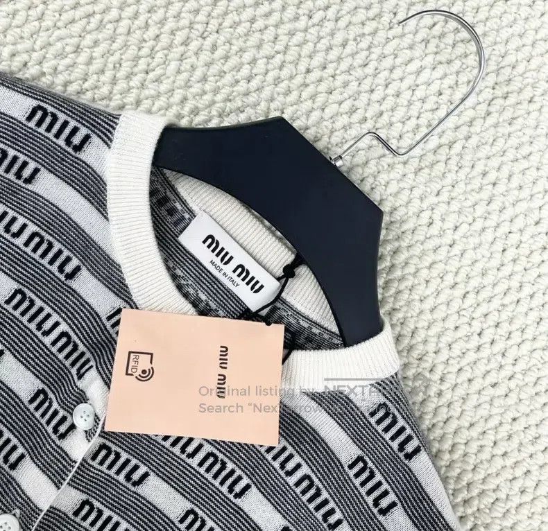 Miu Miu Miu Miu 38 SS23 black and white striped barrage jacquard fu Size M / US 6-8 / IT 42-44 - 3 Thumbnail