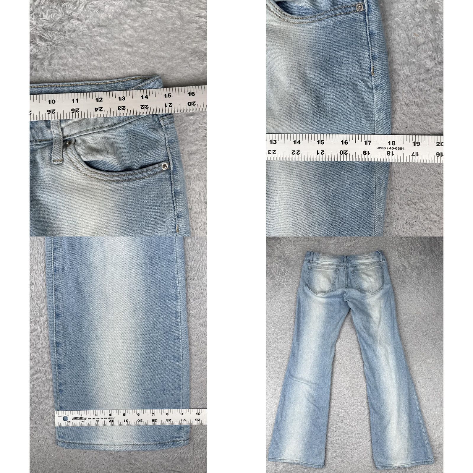 Vintage Wild Fable Jeans Womens 6 Light Wash Low Rise Flare Stretch Denim Pants Jeans Women 5-Pocket Zip Button Belt Loops Flared 94% cotton 1% spandex Size 28" / US 6 / IT 42 - 9 Thumbnail