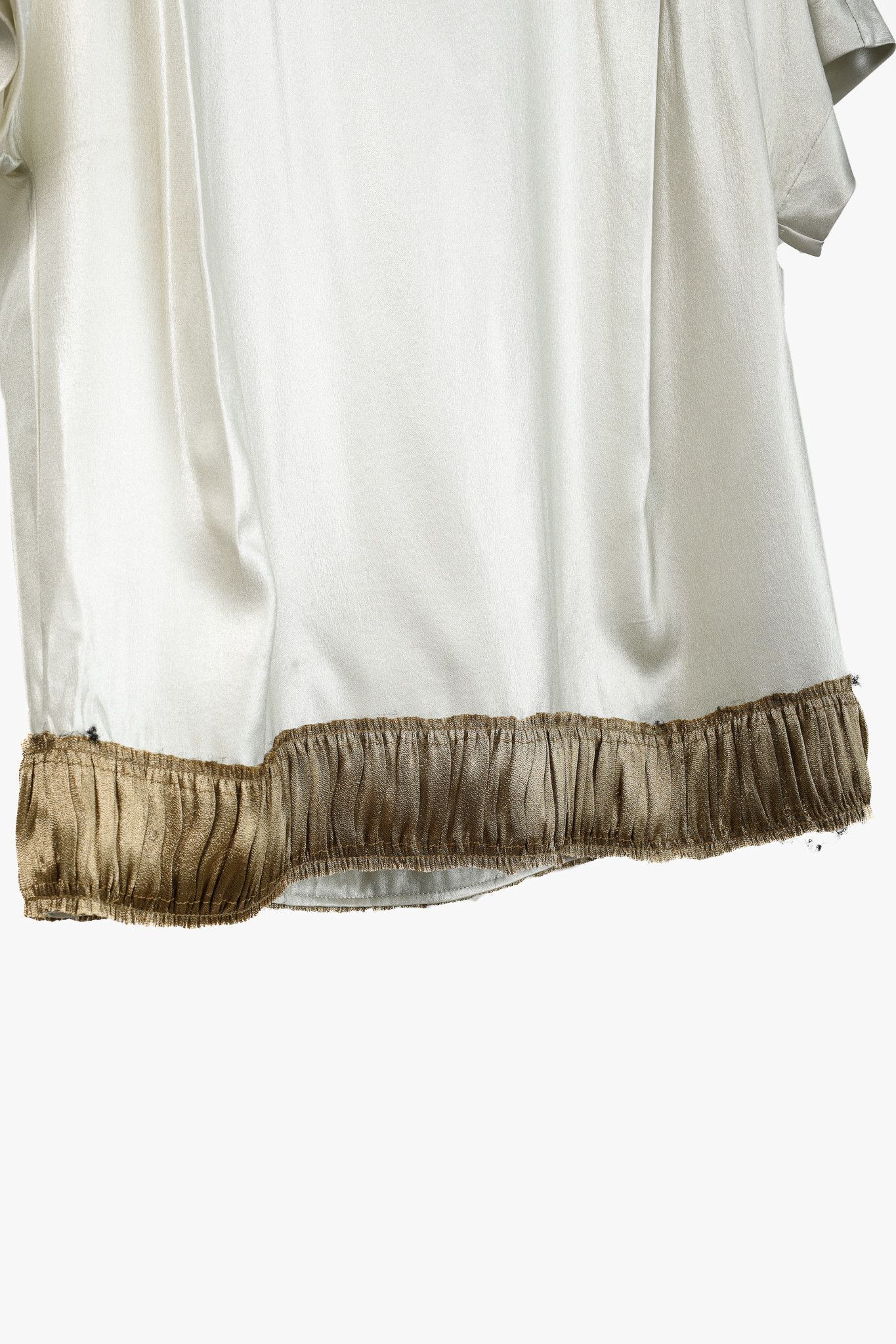 Dries Van Noten Dries Van Noten Champagne Silk Gathered-Hem Blouse Size S / US 4 / IT 40 - 6 Thumbnail