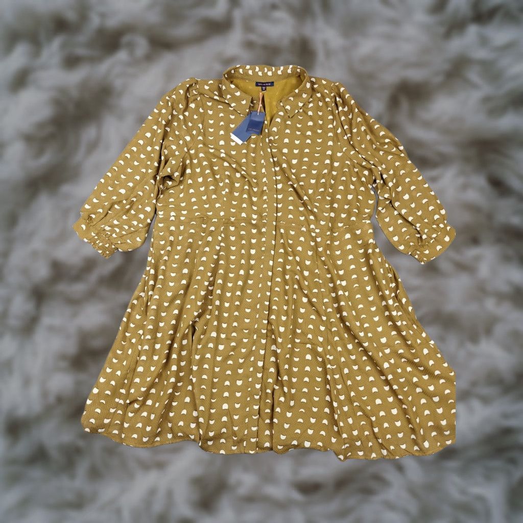 Vintage Skies Are Blue Shirt Dress Womens 2X Green Geometric Fit & Flare Long Sleeve New Size XXL / US 16-18 / IT 52-54 - 1 Thumbnail