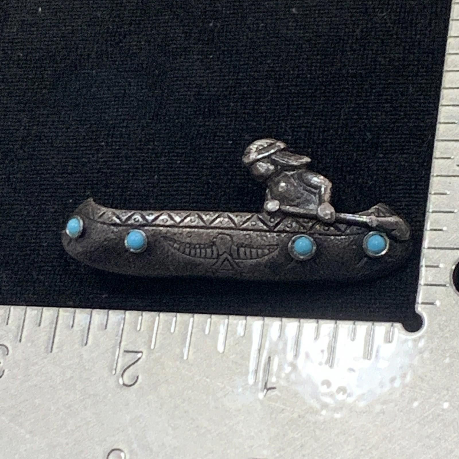 Other Rare Early Navajo BIG Hand Carved Silver Brooch Canoe 2.5" Size ONE SIZE - 6 Thumbnail