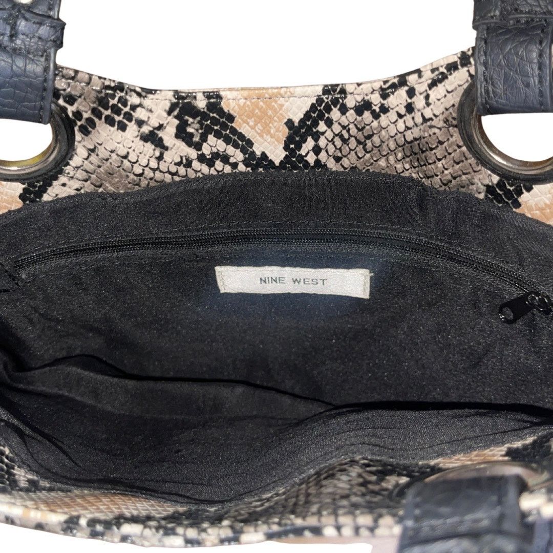 Nine West Snake Print Shoulder Handbag Top Handle Purse 90s Y2K Chic Size ONE SIZE - 4 Thumbnail