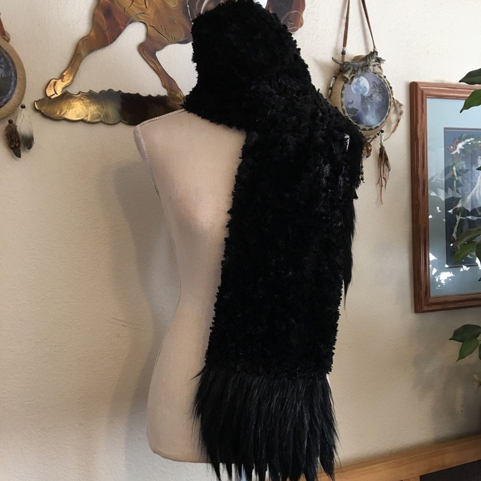Other Adrienne Landau black faux fur scarf wrap fringe Size ONE SIZE - 1 Thumbnail