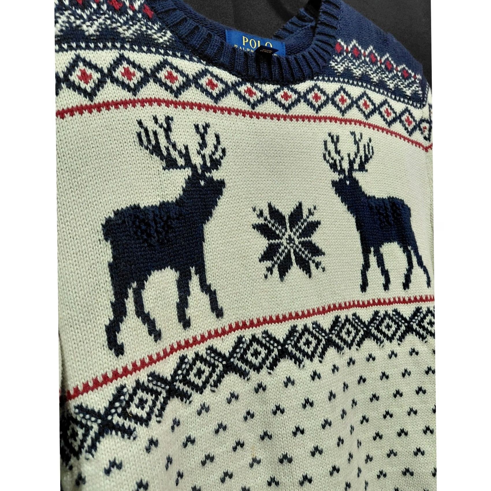 Polo Ralph Lauren Polo Ralph Lauren Reindeer Knit Sweater Blue Graphic Print Cotton,Wool Size XL Mens Pullover Crew NYLON? Size US XL / EU 56 / 4 - 7 Thumbnail