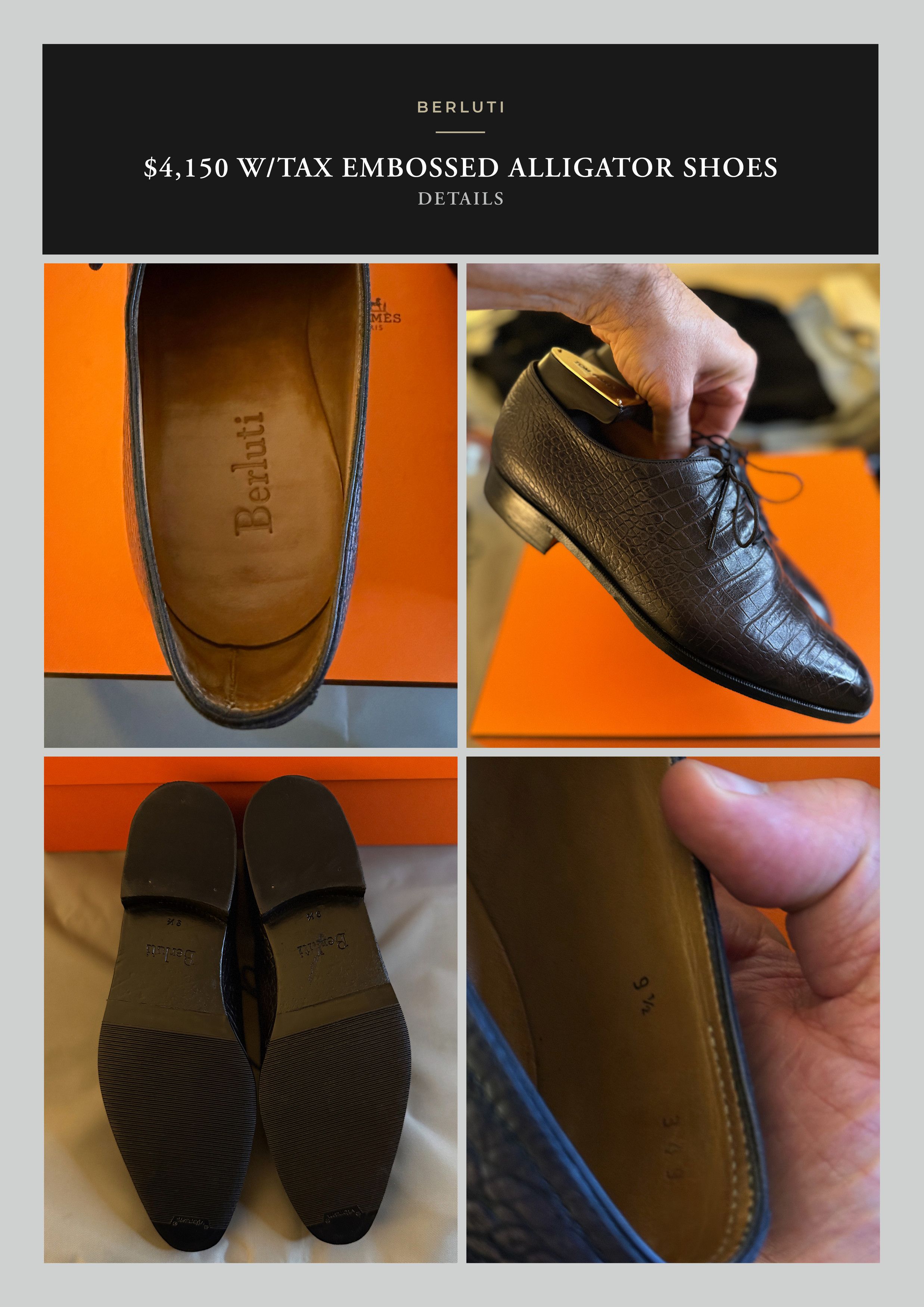 Berluti Ultimate Ultra-Rare $4,150 Alligator Croc Embossed Oxfords Size US 10.5 / EU 43-44 - 22 Thumbnail