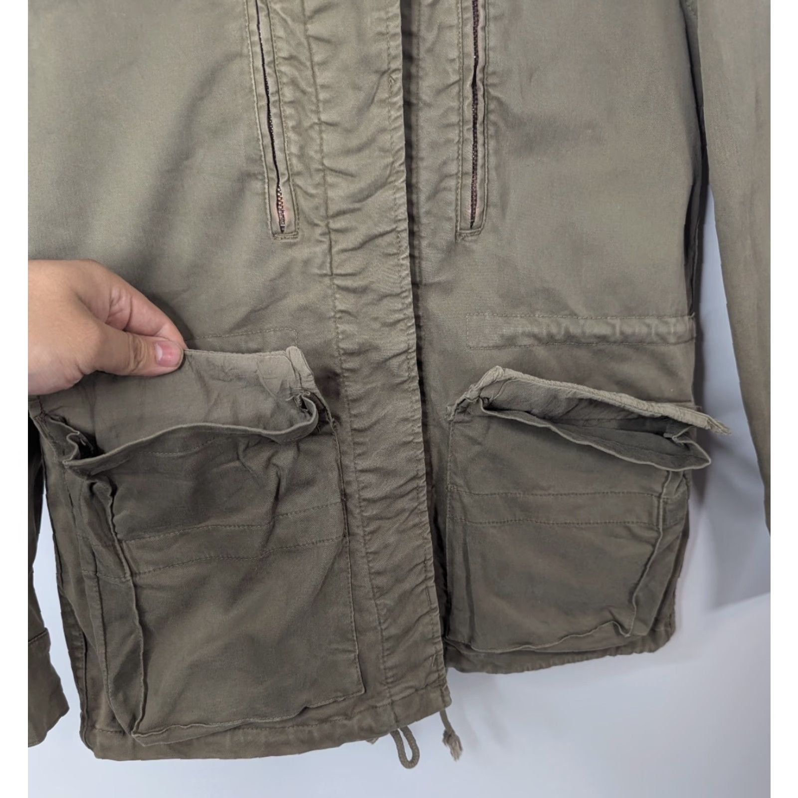 Zara VINTAGE Zara Basic Women Army Green Olive Military Utility Khaki Jacket Size Small Size S / US 4 / IT 40 - 7 Thumbnail