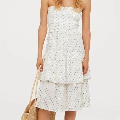 H&M Strapless Flounced Polka Dot Dress in White size US 12 NWT Size XL / US 12-14 / IT 48-50 - 1 Thumbnail