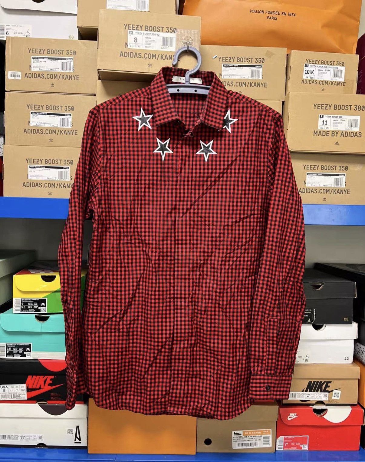 Givenchy Givenchy Red Plaid Long Sleeve Shirt with Star Motif J42 Size US M / EU 48-50 / 2 - 1 Thumbnail