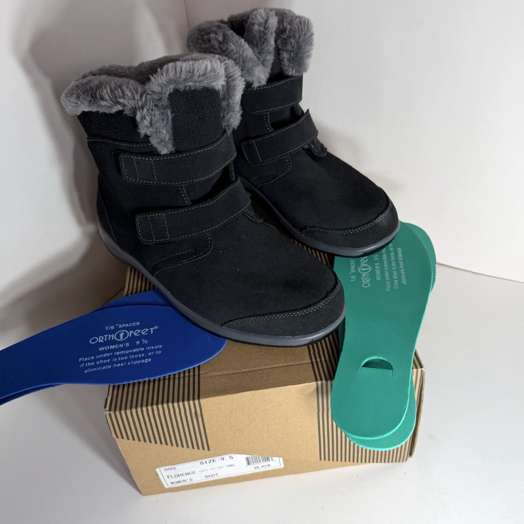 Vintage VINTAGE? No → Orthofeet Florence Waterproof Black Boots Women 9.5 Wide Leather Waterproof Mid-Calf Hook & Loop Black Boots Size US 10 / IT 40 - 2 Thumbnail
