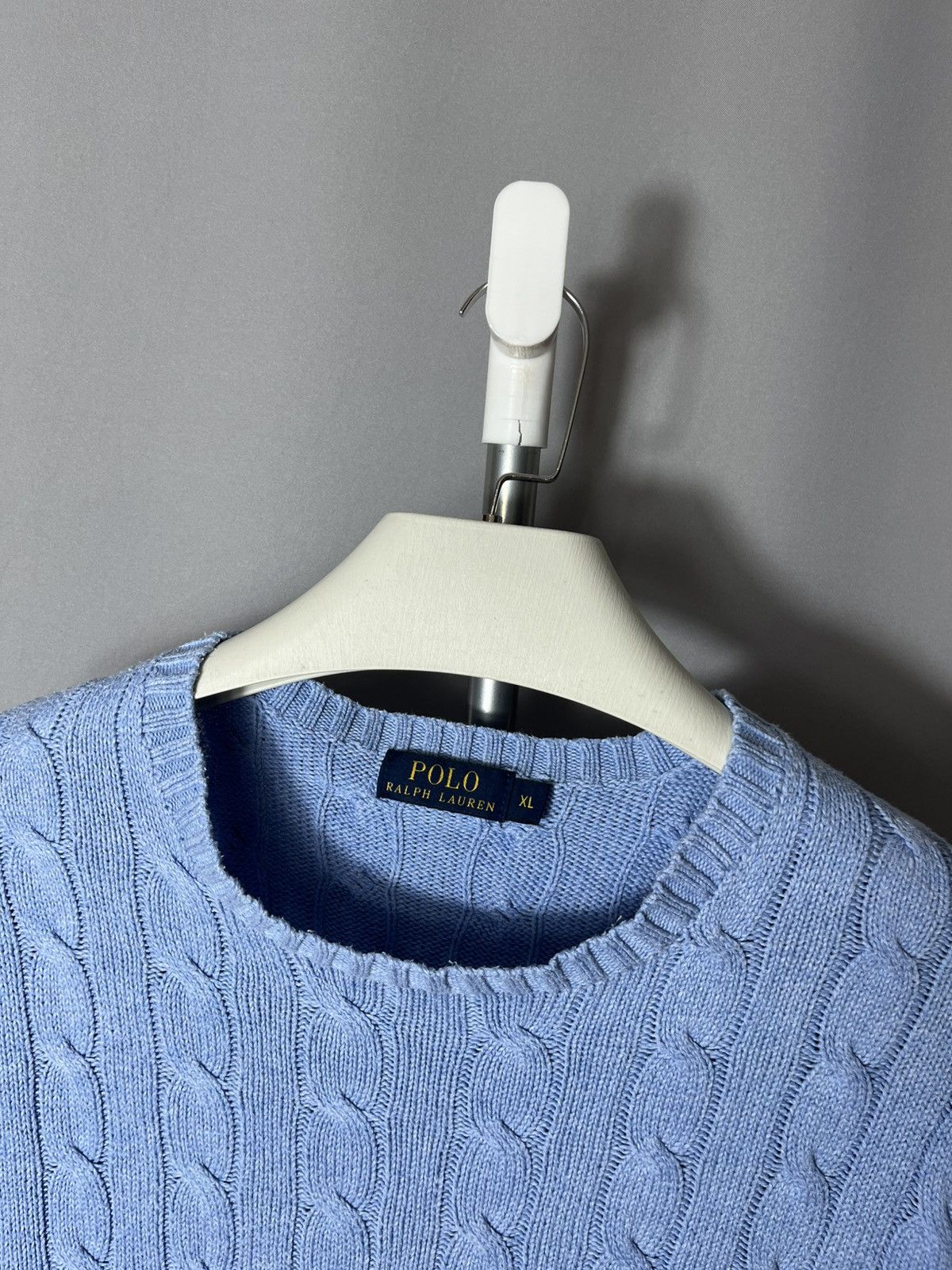 Polo Ralph Lauren Polo Ralph Lauren Cable Knit Crewneck Blue Cotton Pullover Size US XL / EU 56 / 4 - 5 Thumbnail