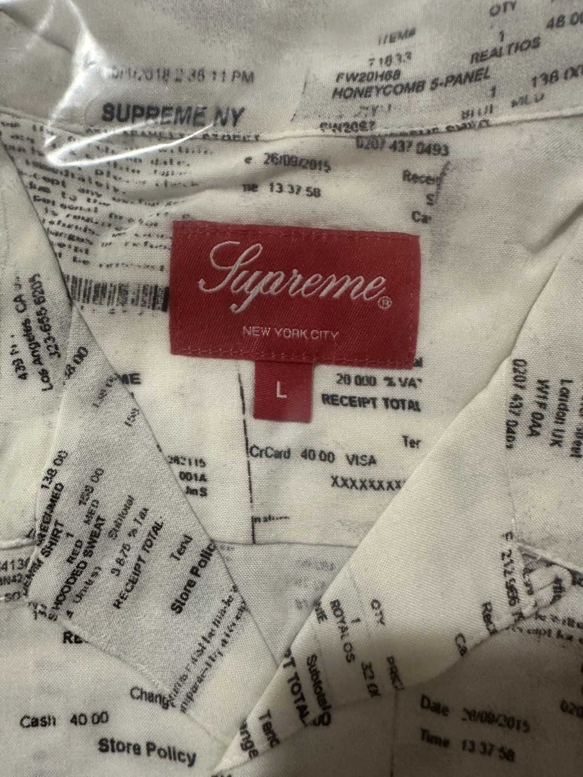 Supreme Supreme Receipts Rayon Shirt Short Sleeve Size Large FW20 Size US L / EU 52-54 / 3 - 4 Thumbnail