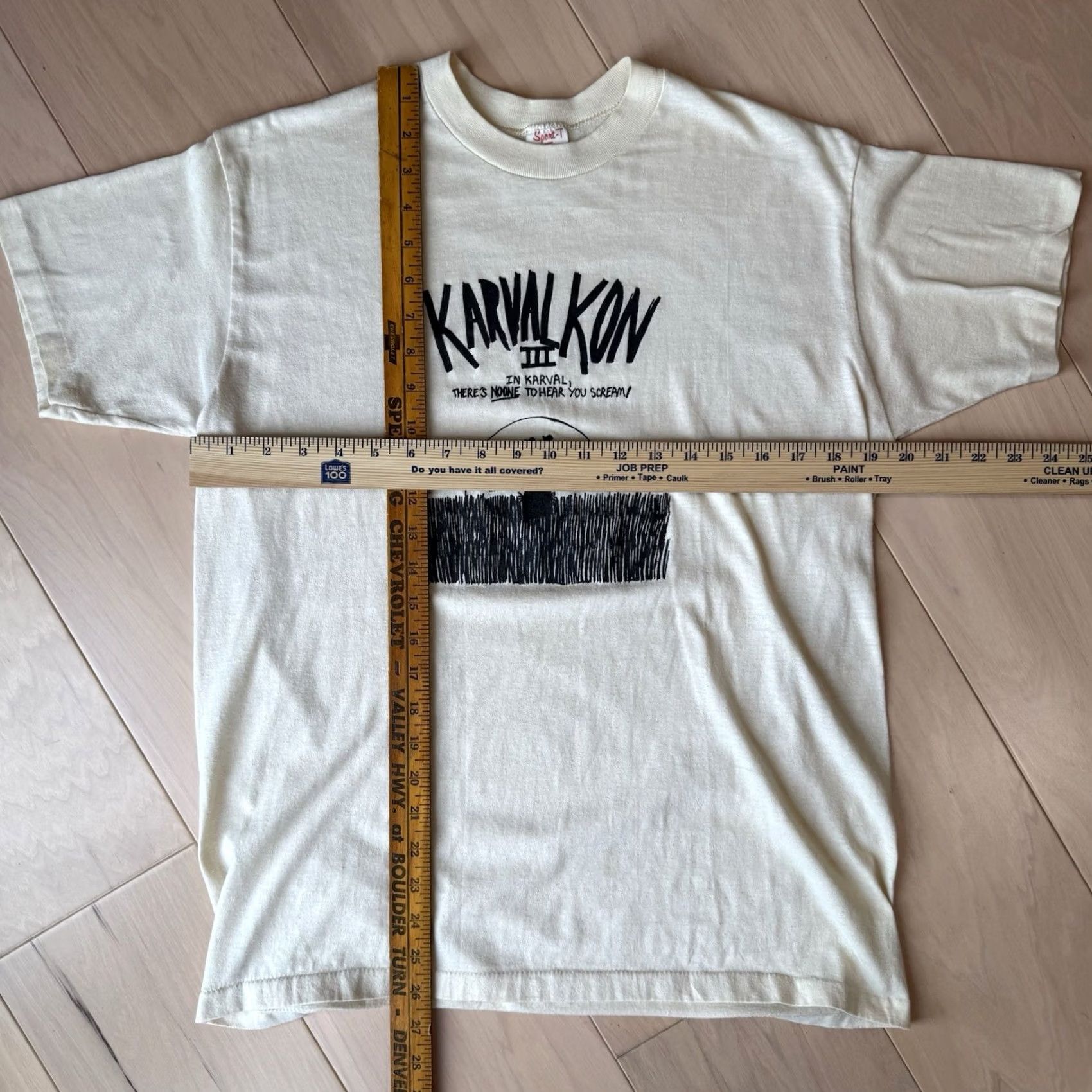 Vintage Vintage Scarecrow Shirt XL Ivory Cotton 80s USA Logo Short Sleeve Men's T-Shirt Size US XL / EU 56 / 4 - 3 Thumbnail