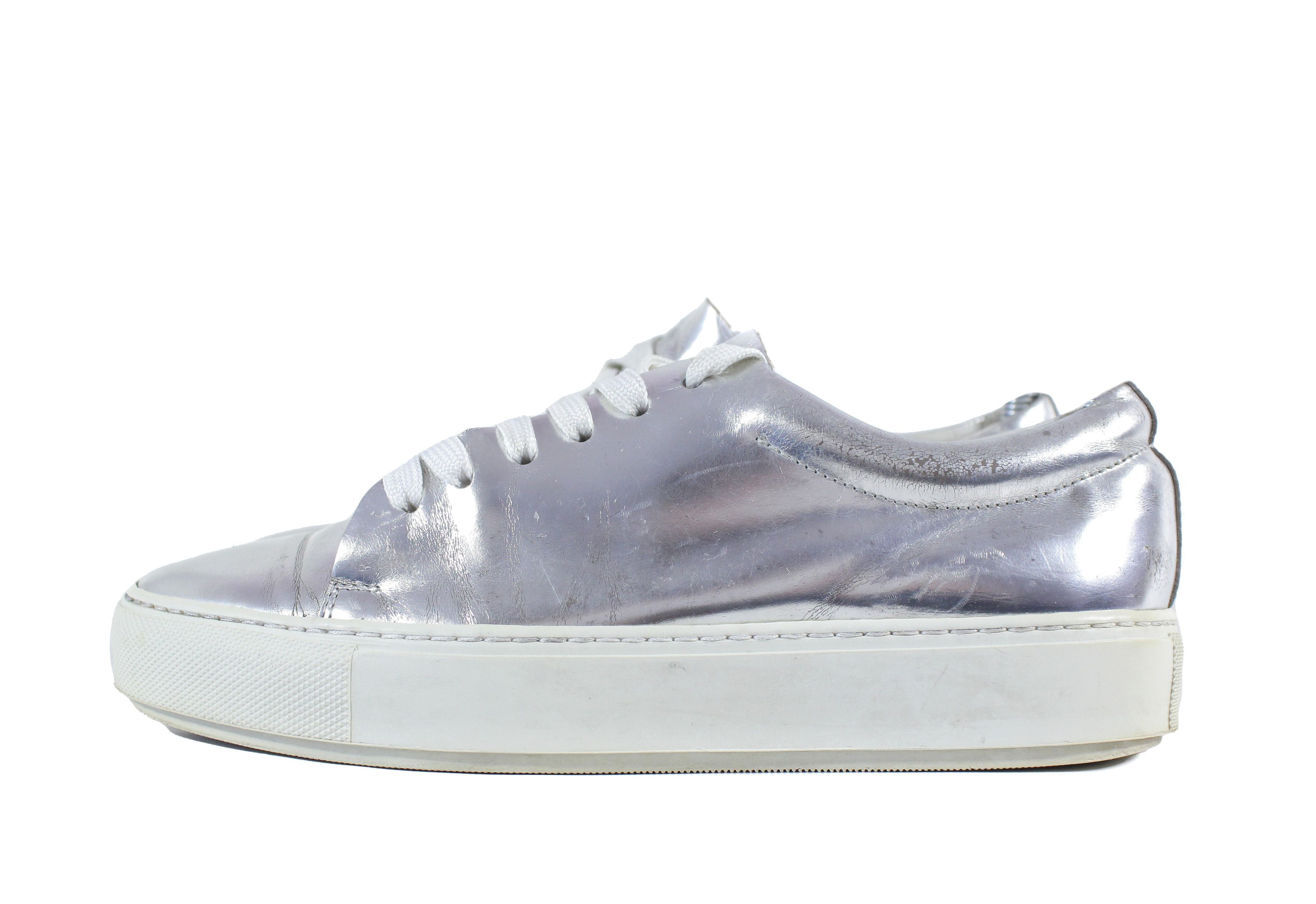 Acne Studios Silver Patent Leather Low Sneakers Size US 7 / IT 37 - 1 Thumbnail